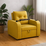 Reclinex World 1 Seater Single Solid Wood, Metal Pull Out Sofa Cum Bed (Finish Color - Yellow Delivery Condition - Knock Down)