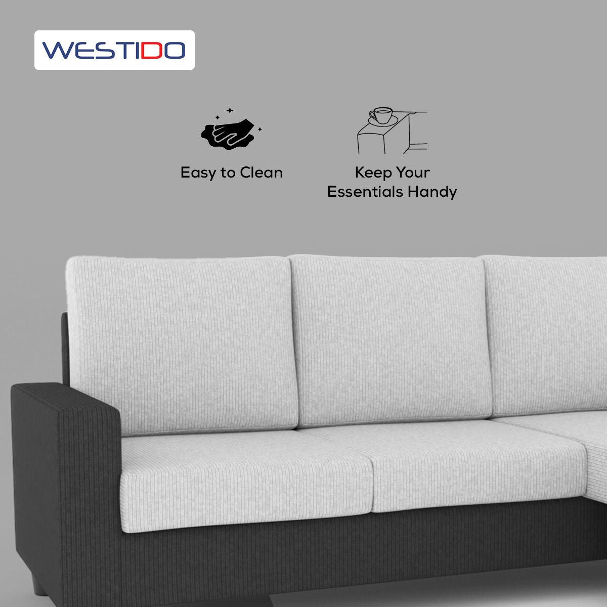 WESTIDO Fabric 4 Seater  Sofa (Finish Color - Black Grey, DIY(Do-It-Yourself))