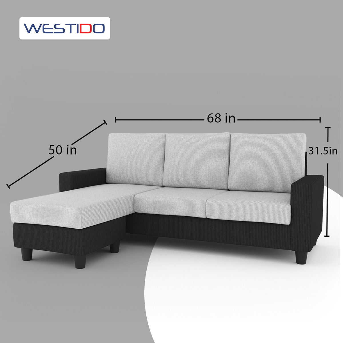 WESTIDO Fabric 4 Seater  Sofa (Finish Color - Black Grey, DIY(Do-It-Yourself))