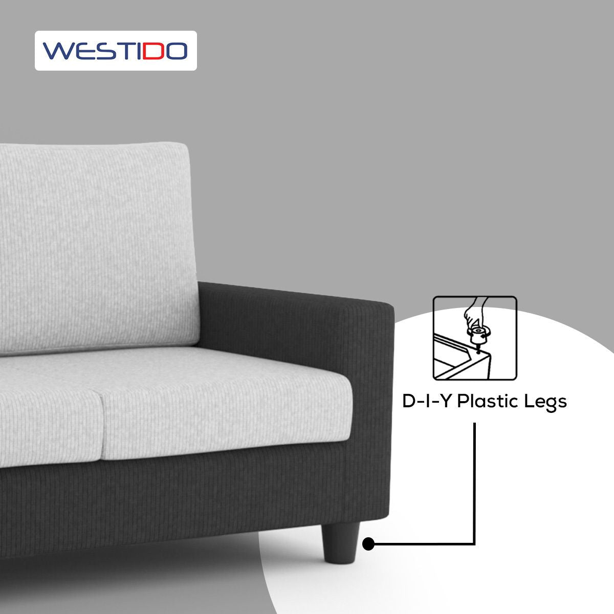 WESTIDO Fabric 4 Seater  Sofa (Finish Color - Black Grey, DIY(Do-It-Yourself))