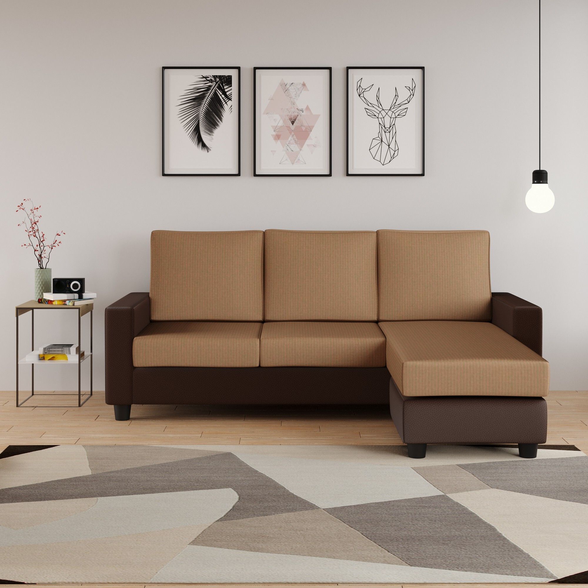 WESTIDO Fabric 4 Seater  Sofa (Finish Color - Brown Cream, DIY(Do-It-Yourself))