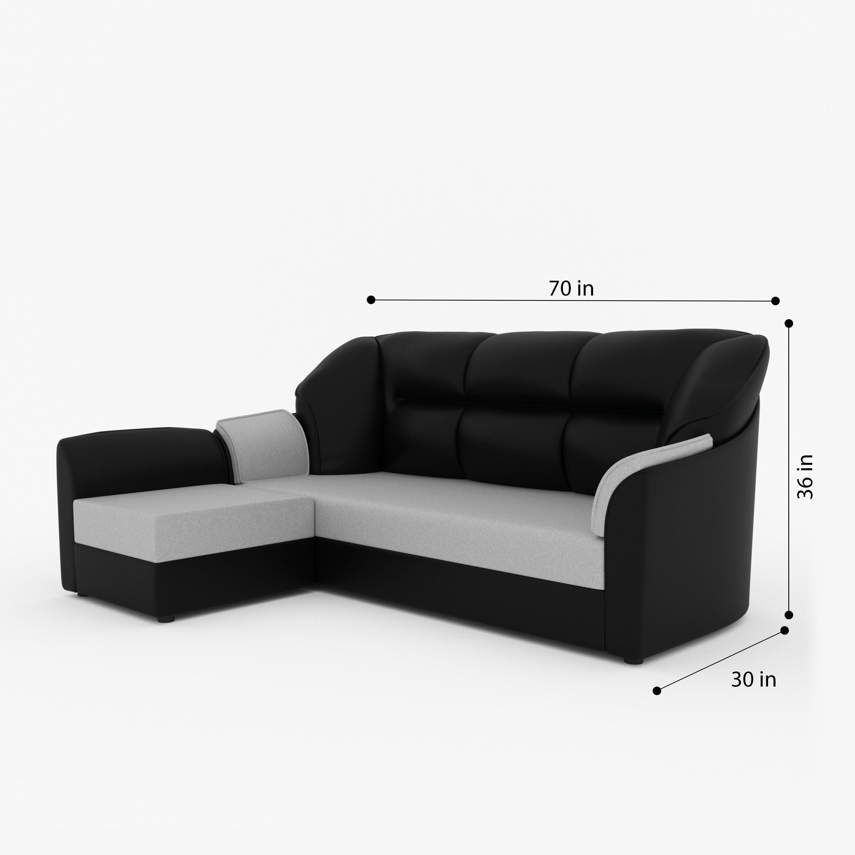 WESTIDO Cyrus Leatherette 5 Seater  Sofa (Finish Color - Black Grey, DIY(Do-It-Yourself))