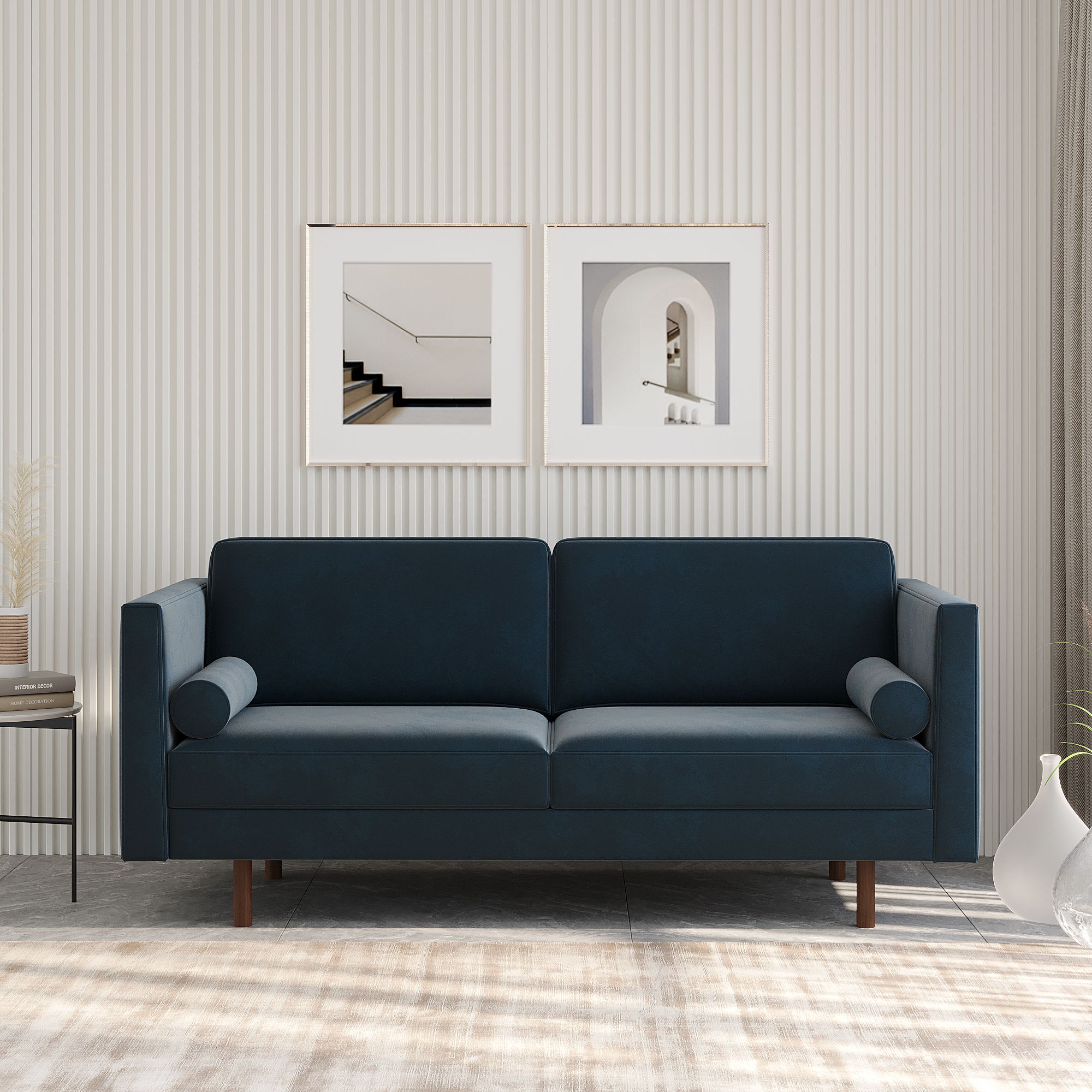 WESTIDO Fabric 3 Seater  Sofa (Finish Color - BLUE, DIY(Do-It-Yourself))