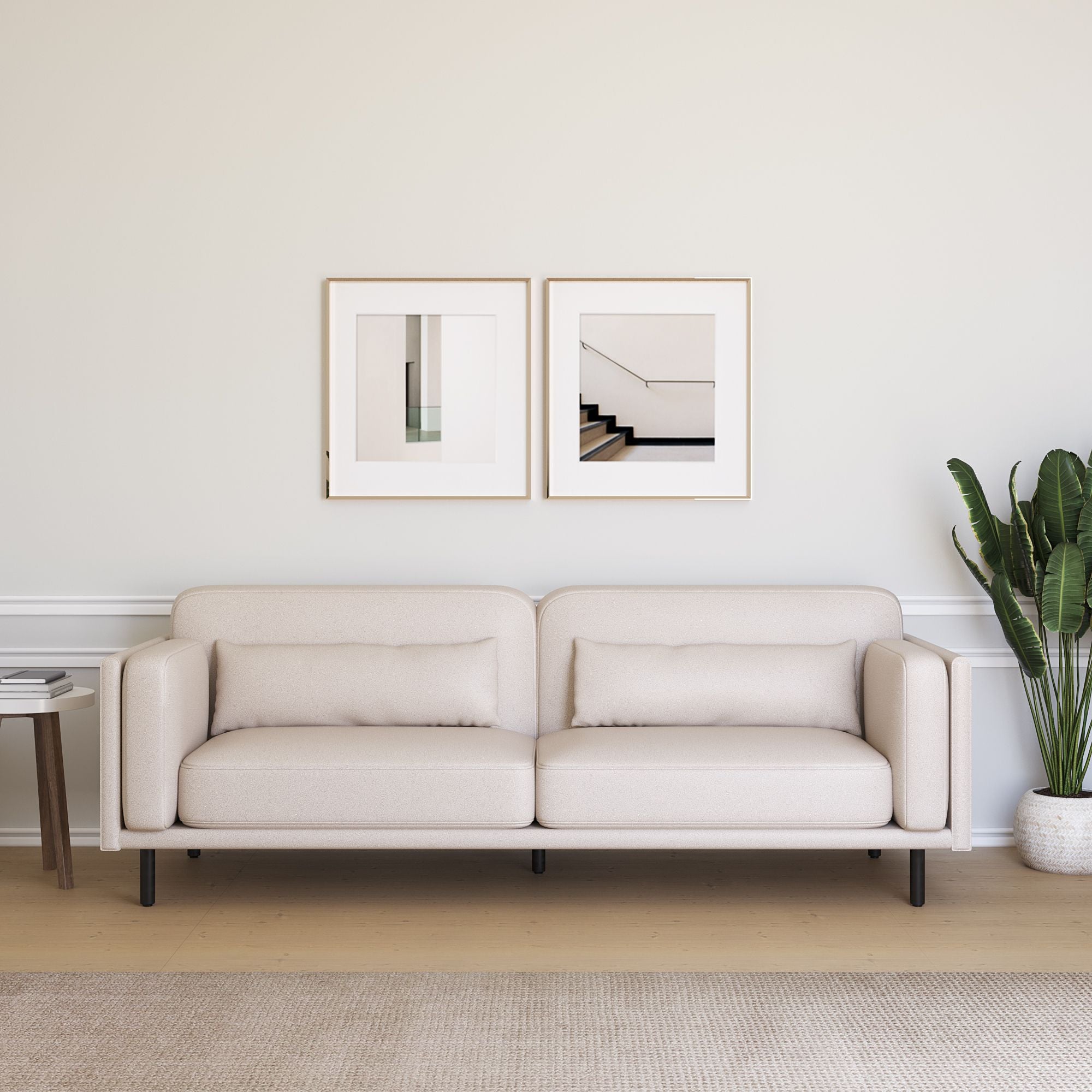WESTIDO Fabric 3 Seater  Sofa (Finish Color - CREAM, DIY(Do-It-Yourself))