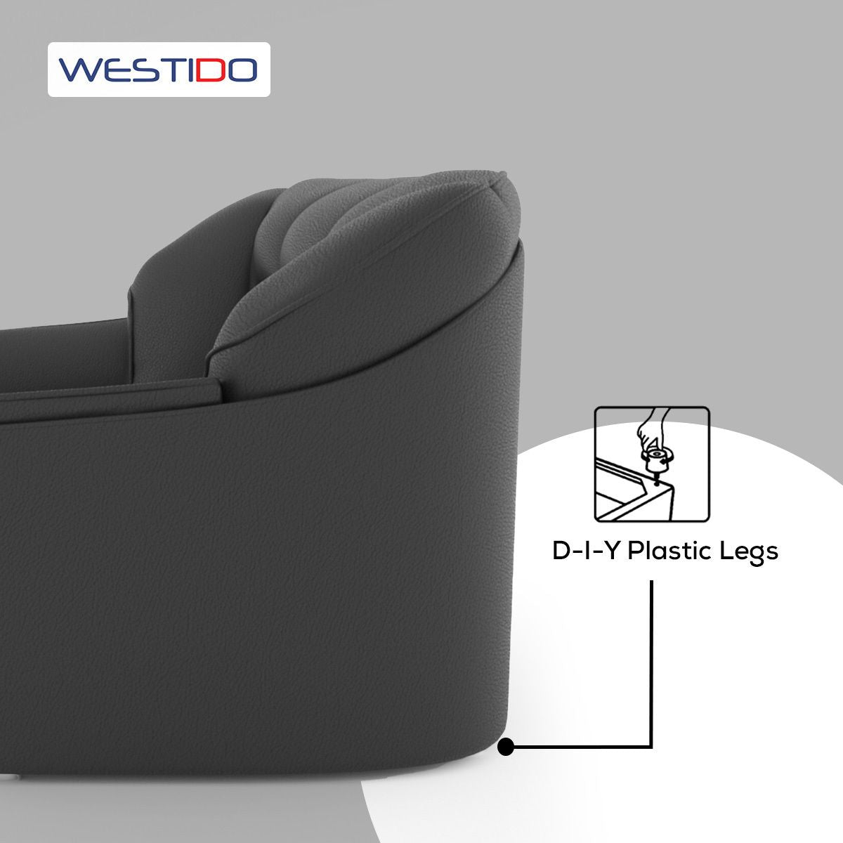 WESTIDO Leatherette 4 Seater  Sofa (Finish Color - Black, DIY(Do-It-Yourself))
