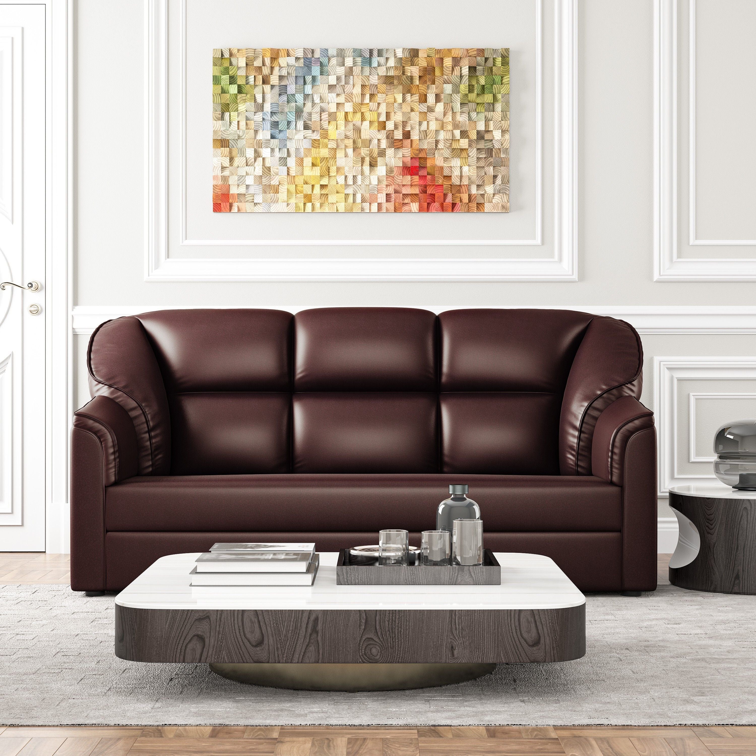 WESTIDO Leatherette 3 Seater  Sofa (Finish Color - Brown, DIY(Do-It-Yourself))
