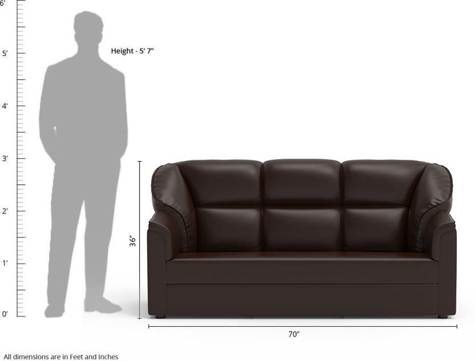 WESTIDO Leatherette 3 Seater  Sofa (Finish Color - Brown, DIY(Do-It-Yourself))