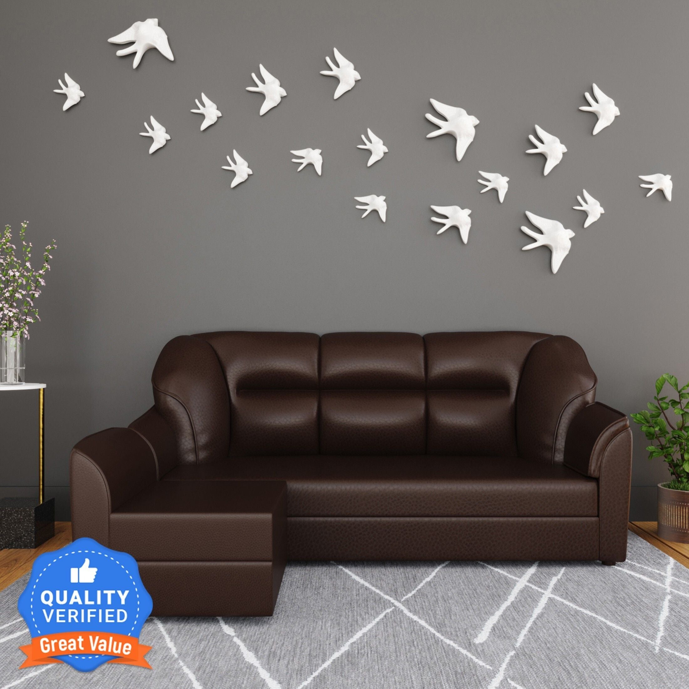 WESTIDO Leatherette 4 Seater  Sofa (Finish Color - Brown, DIY(Do-It-Yourself))