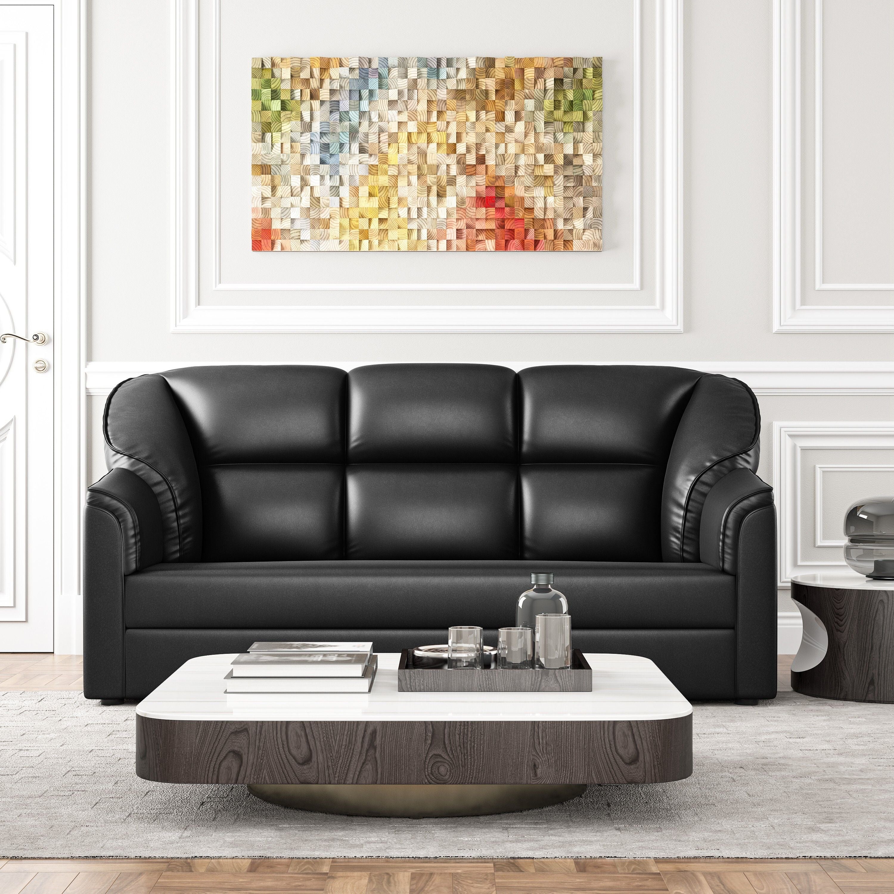 WESTIDO Mac Leatherette 3 Seater  Sofa (Finish Color - Black, DIY(Do-It-Yourself))