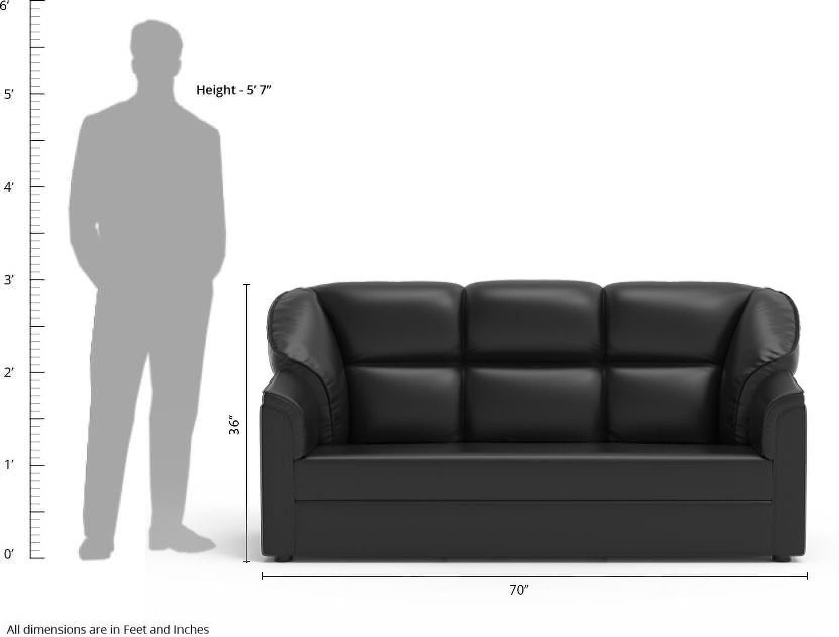 WESTIDO Mac Leatherette 3 Seater  Sofa (Finish Color - Black, DIY(Do-It-Yourself))