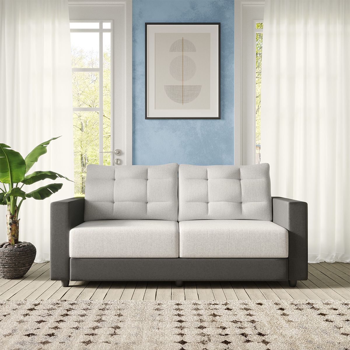 Cream Brown 3 + 1 + 1 Sofa by Westido