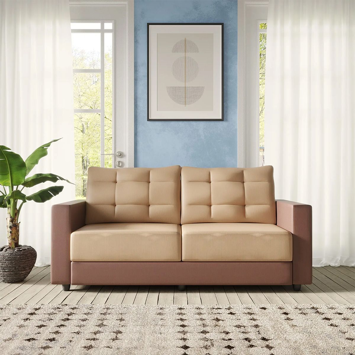 WESTIDO Fabric 3 Seater  Sofa (Finish Color - Brown, DIY(Do-It-Yourself))