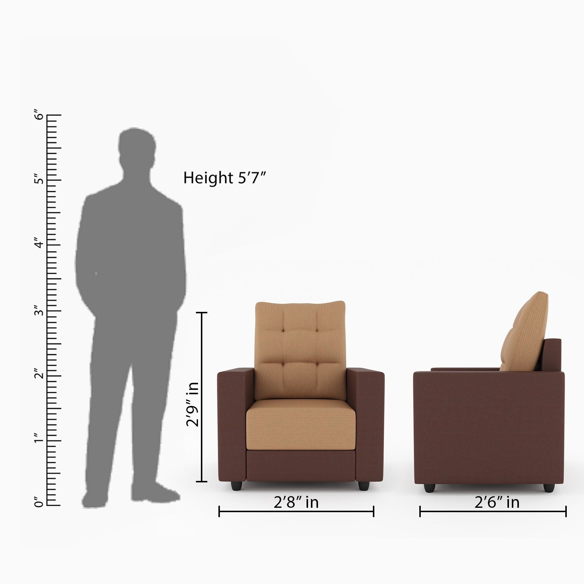 Cream Brown 3 + 1 + 1 Sofa by Westido