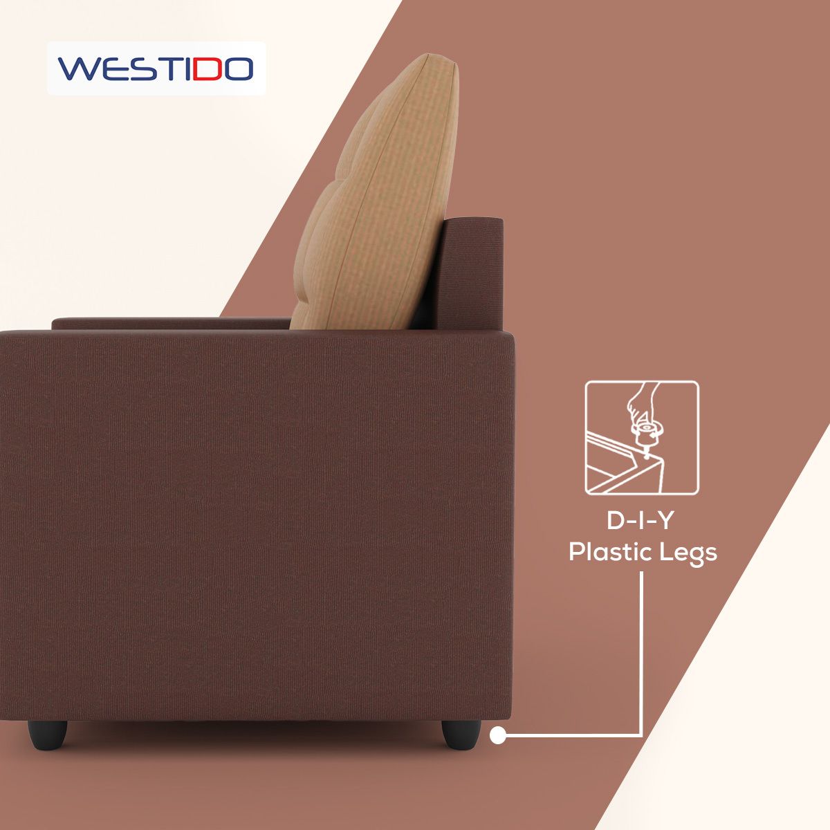 WESTIDO Fabric 1 Seater  Sofa (Finish Color - Brown, DIY(Do-It-Yourself))
