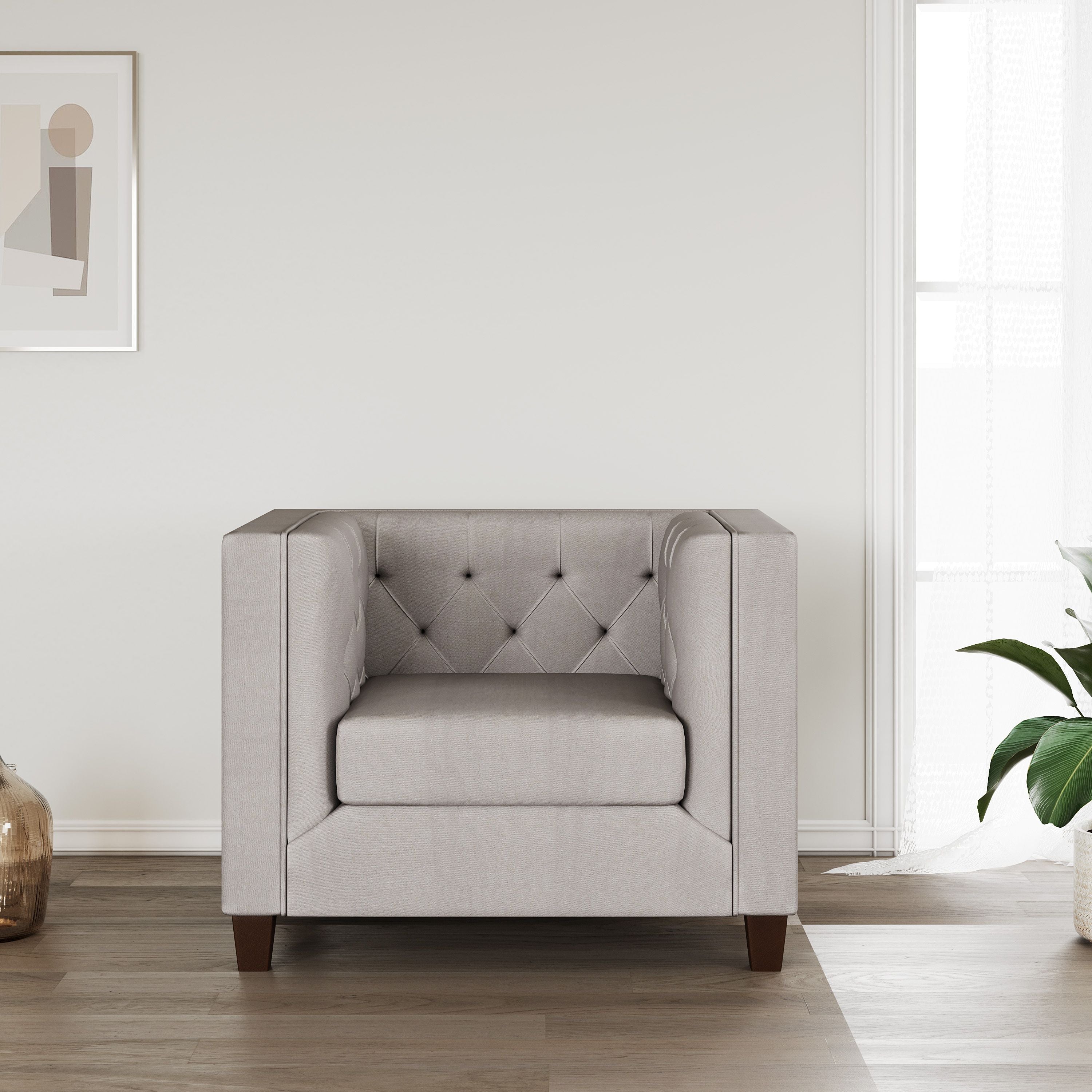 WESTIDO Berat Fabric 1 Seater  Sofa (Finish Color - GREY, DIY(Do-It-Yourself))