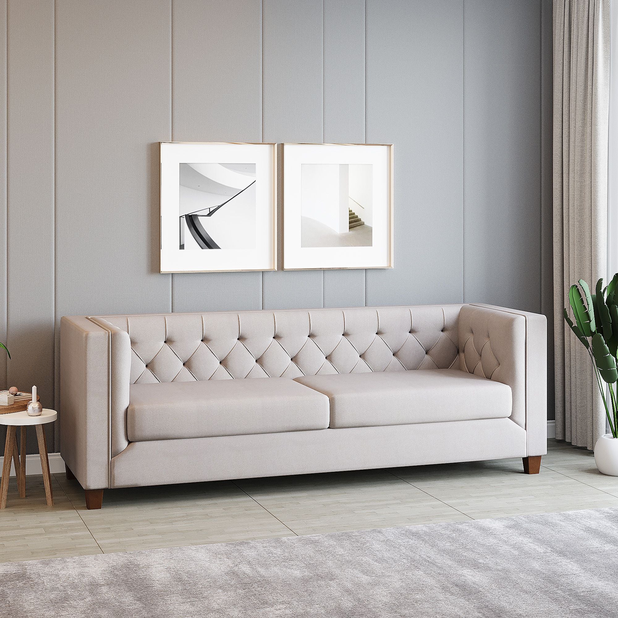 WESTIDO Berat Fabric 3 Seater  Sofa (Finish Color - GREY, DIY(Do-It-Yourself))