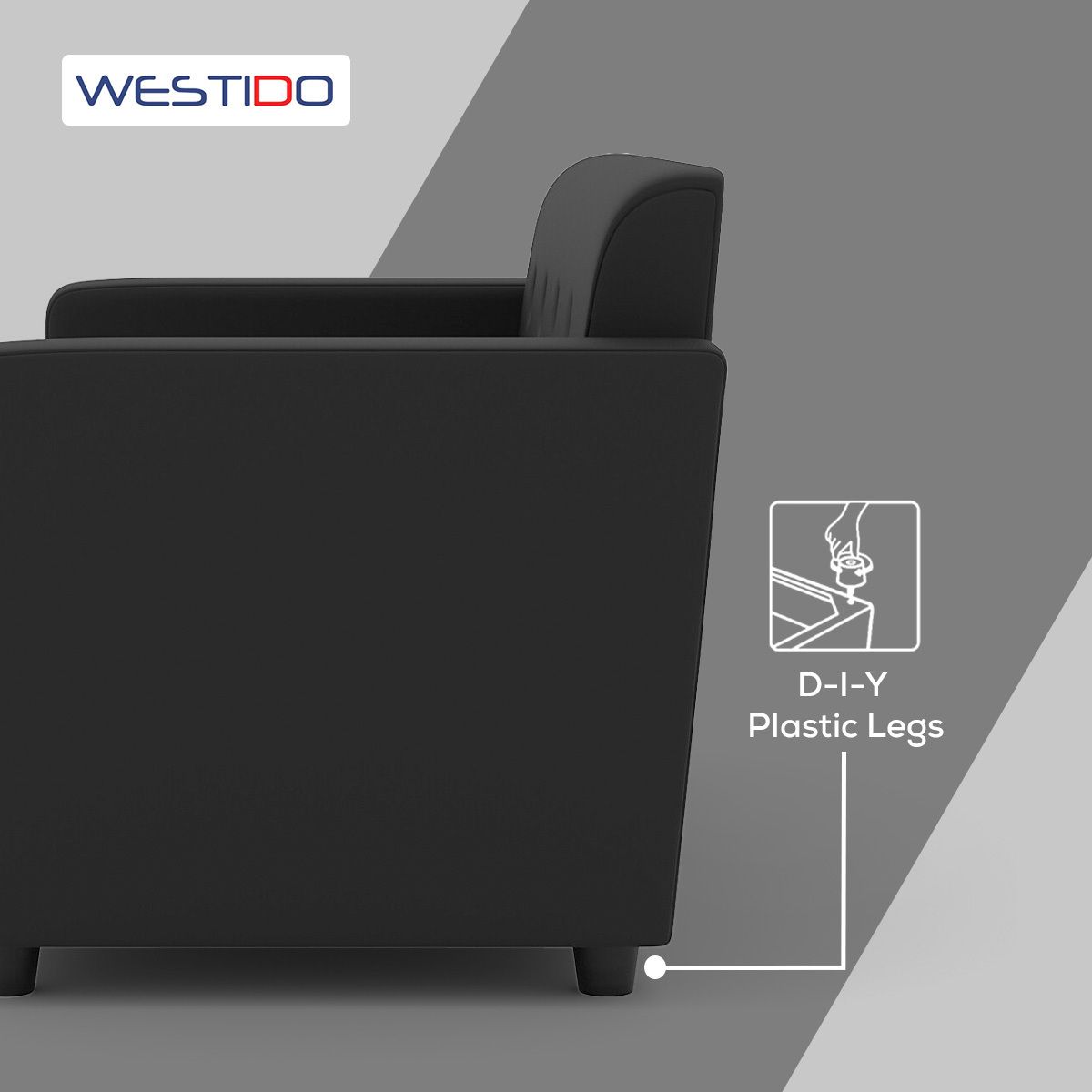 WESTIDO Leatherette 5 Seater  Sofa (Finish Color - Black, DIY(Do-It-Yourself))