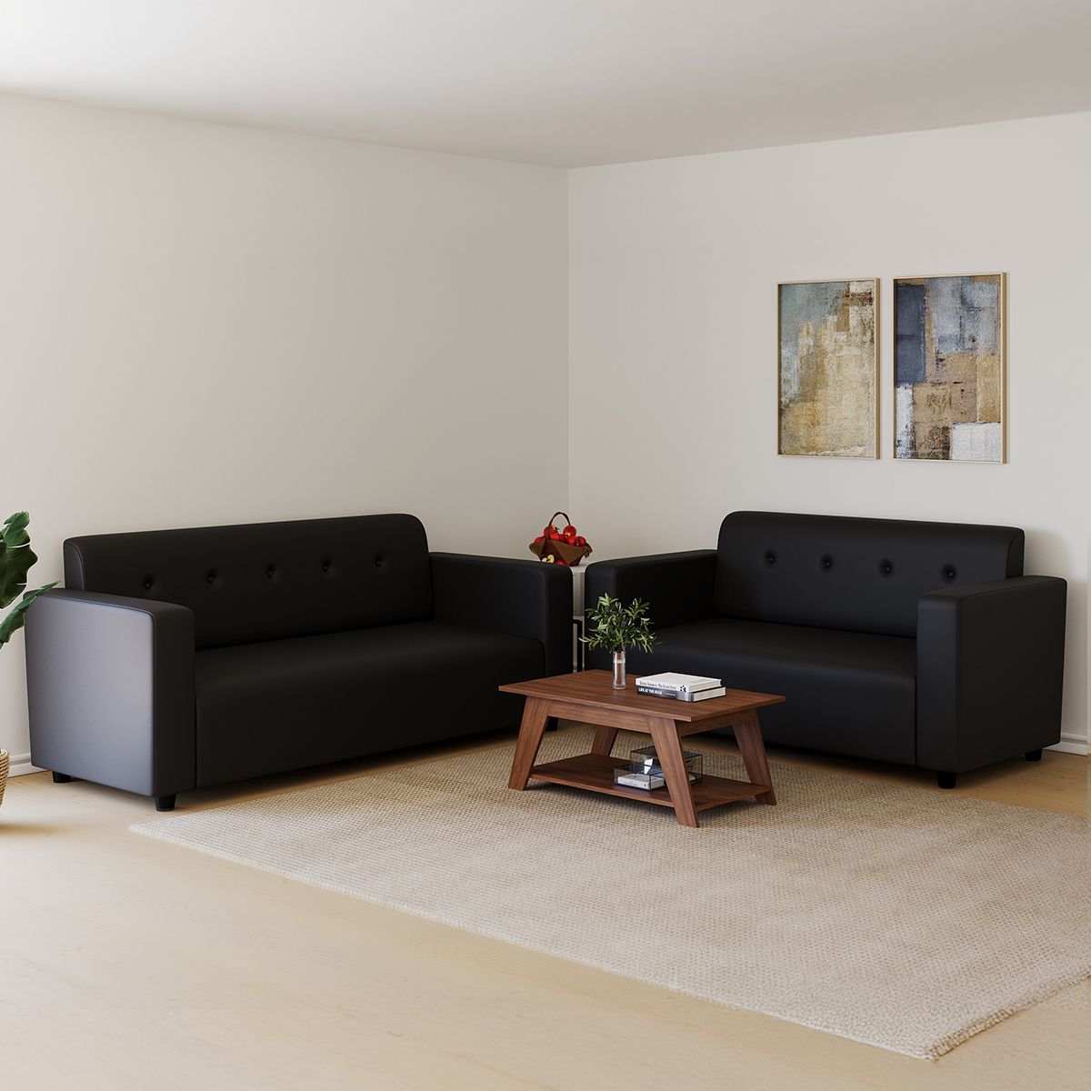 WESTIDO Leatherette 5 Seater  Sofa (Finish Color - Black, DIY(Do-It-Yourself))