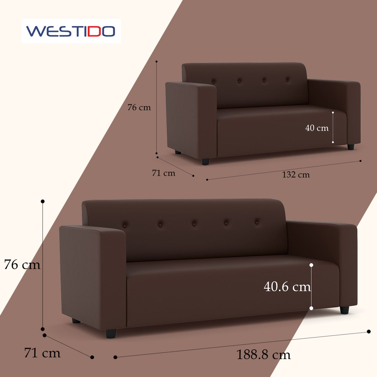 Westido Premium Cream Brown 3 + 1 + 1 Sofa Set