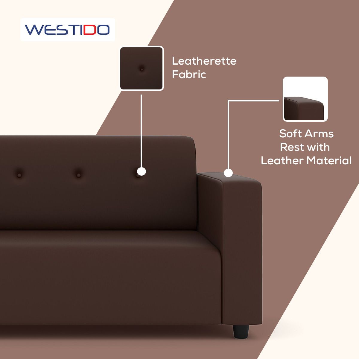 Westido Premium Cream Brown 3 + 1 + 1 Sofa Set