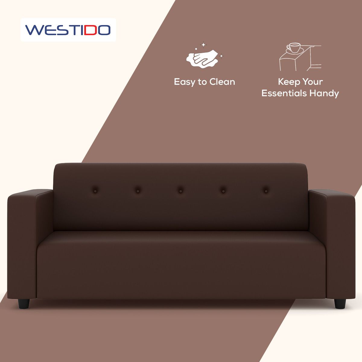 Westido Premium Cream Brown 3 + 1 + 1 Sofa Set