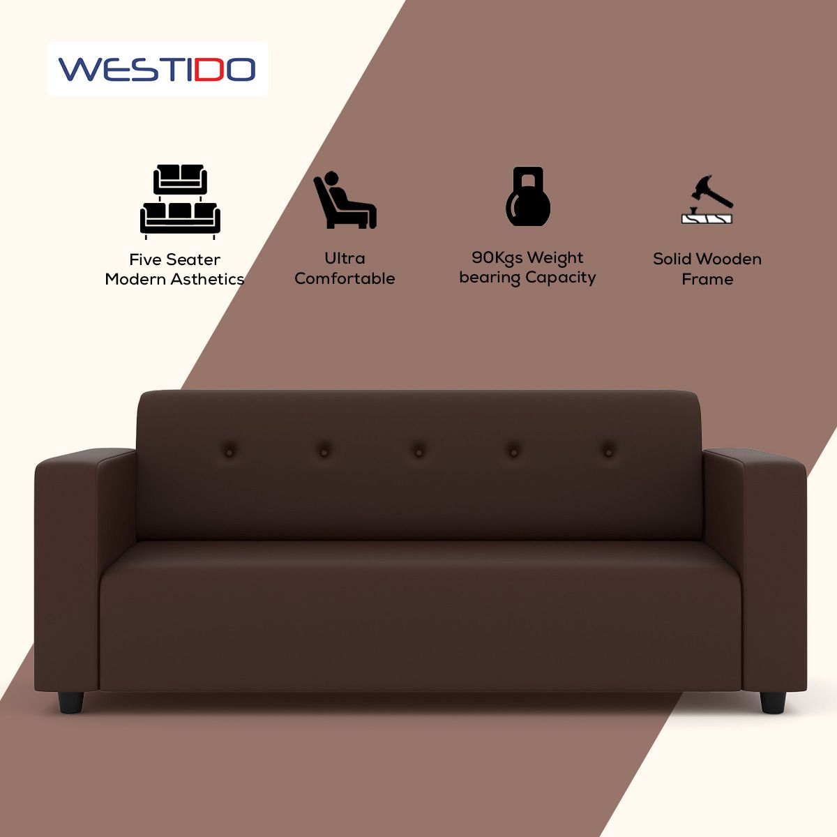 Westido Premium Cream Brown 3 + 1 + 1 Sofa Set