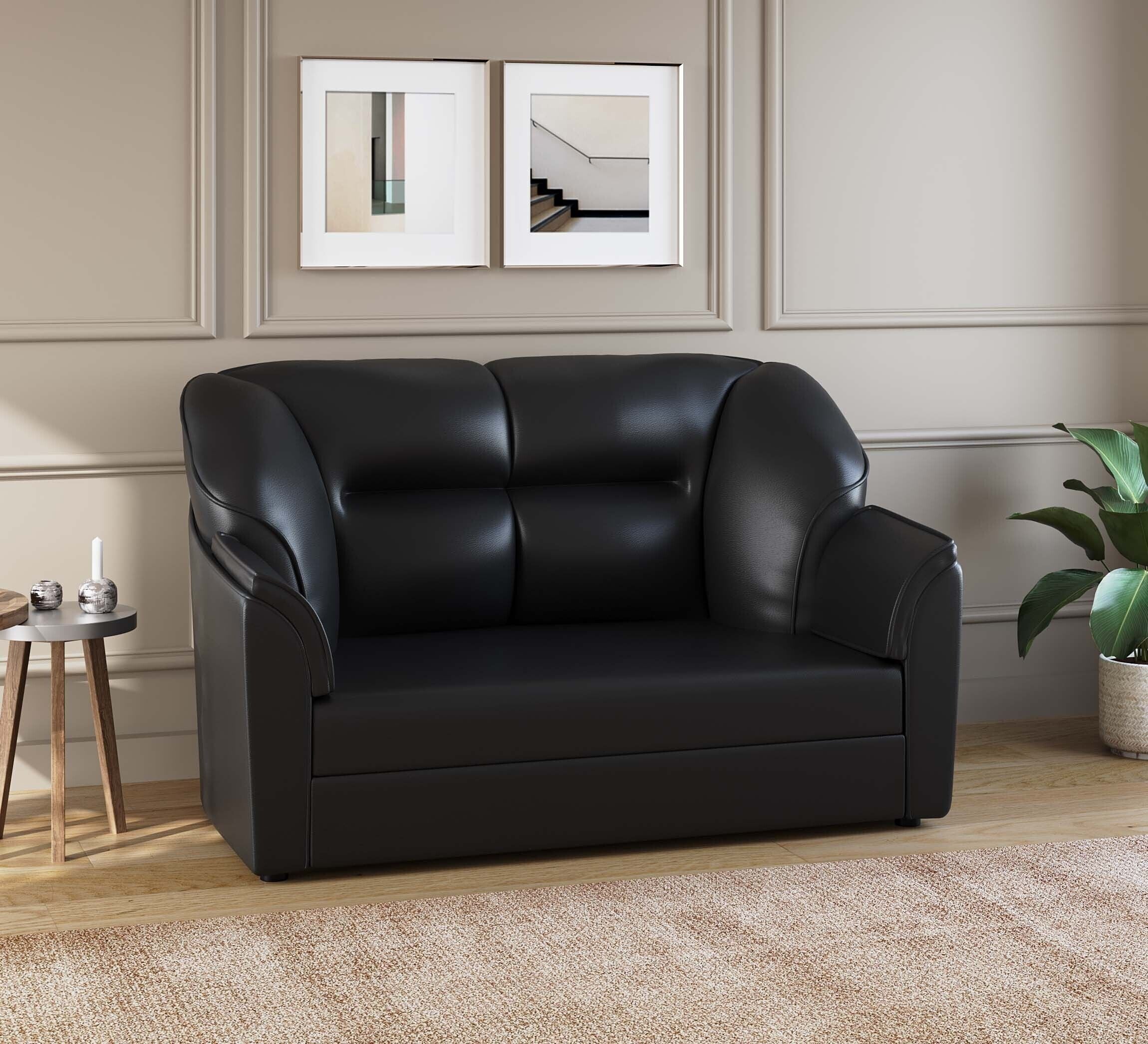 WESTIDO Cyrus Series Leatherette 2 Seater  Sofa (Finish Color - Black, DIY(Do-It-Yourself))