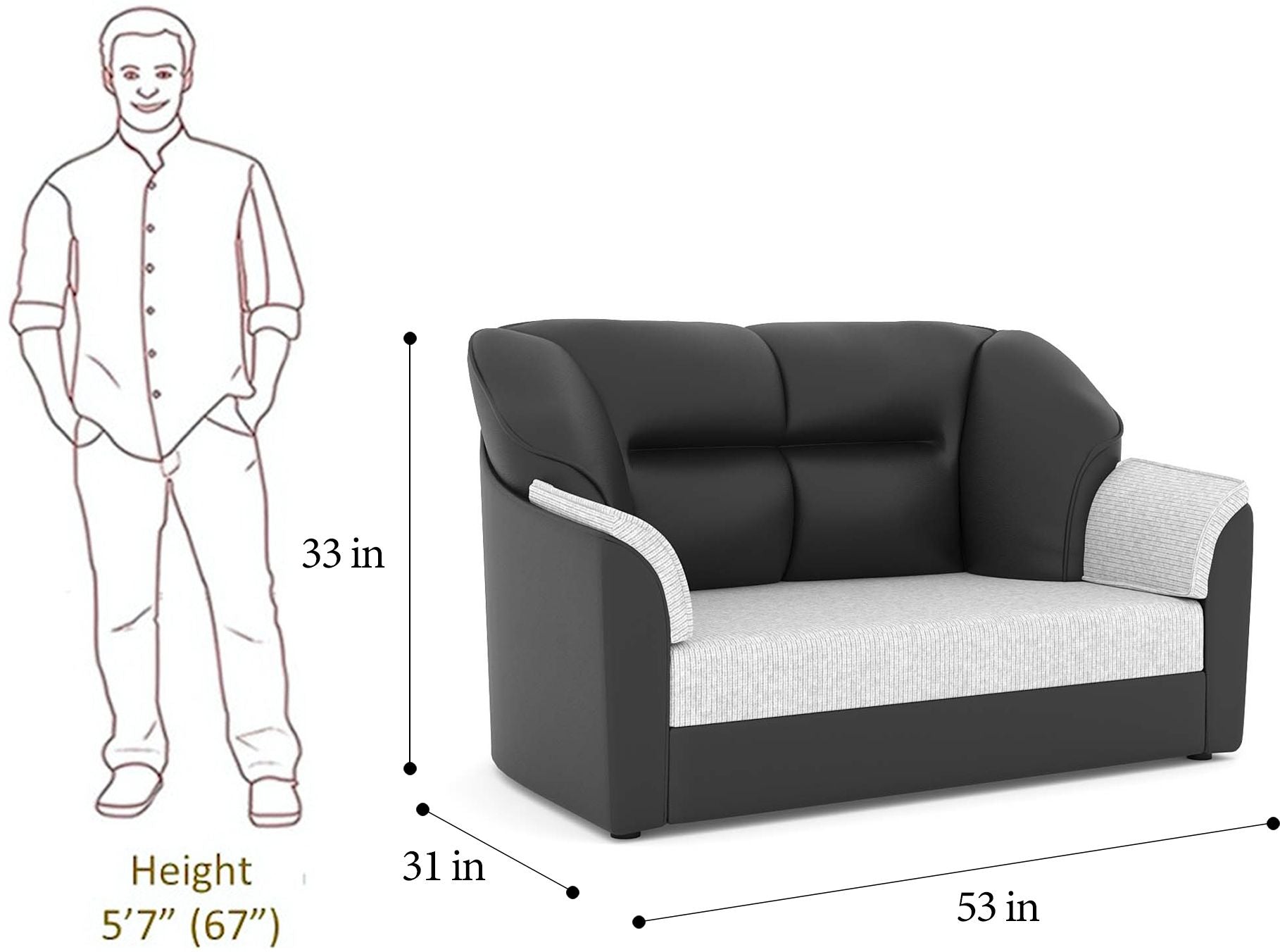 WESTIDO 3+2 Cyrus Series Leatherette 5 Seater  Sofa (Finish Color - Grey, DIY(Do-It-Yourself))