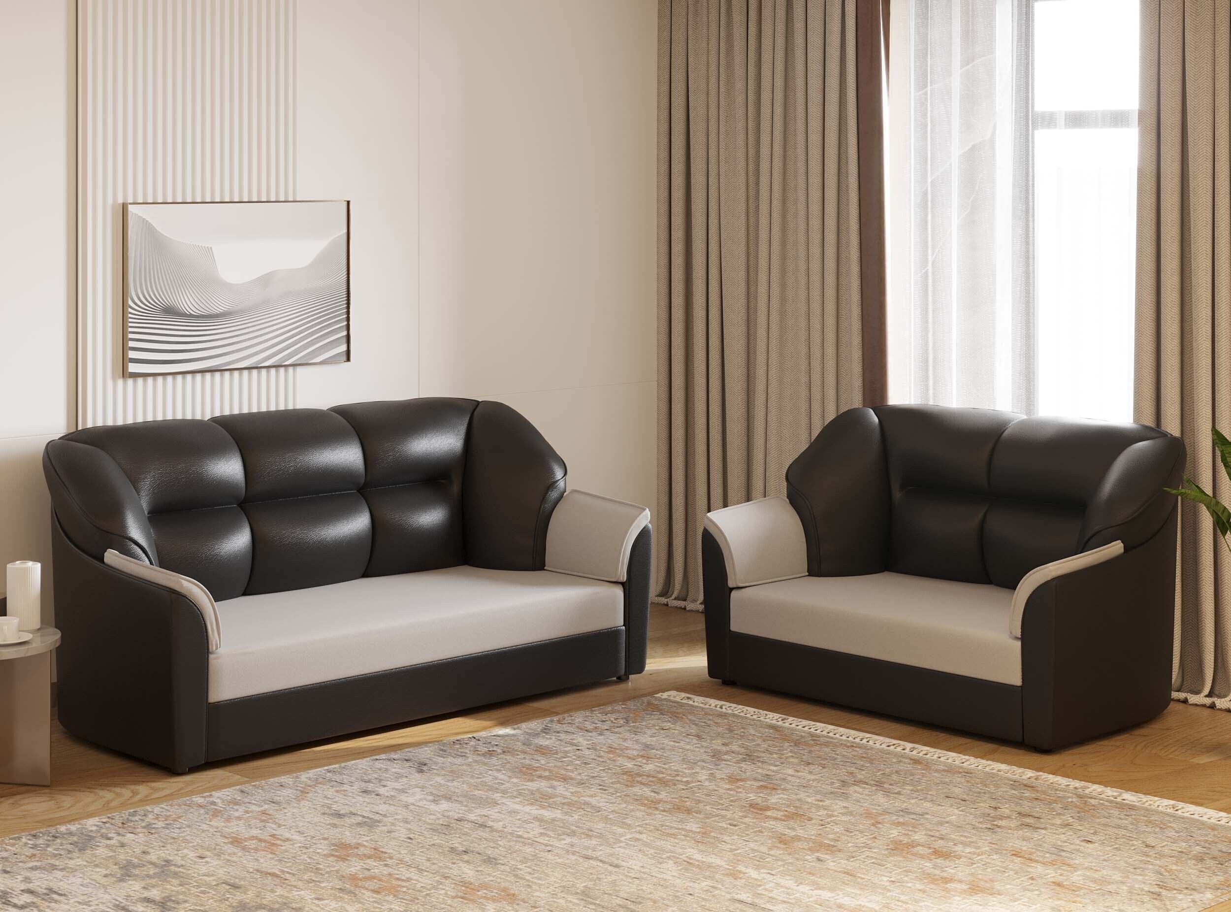 WESTIDO 3+2 Cyrus Series Leatherette 5 Seater  Sofa (Finish Color - Grey, DIY(Do-It-Yourself))
