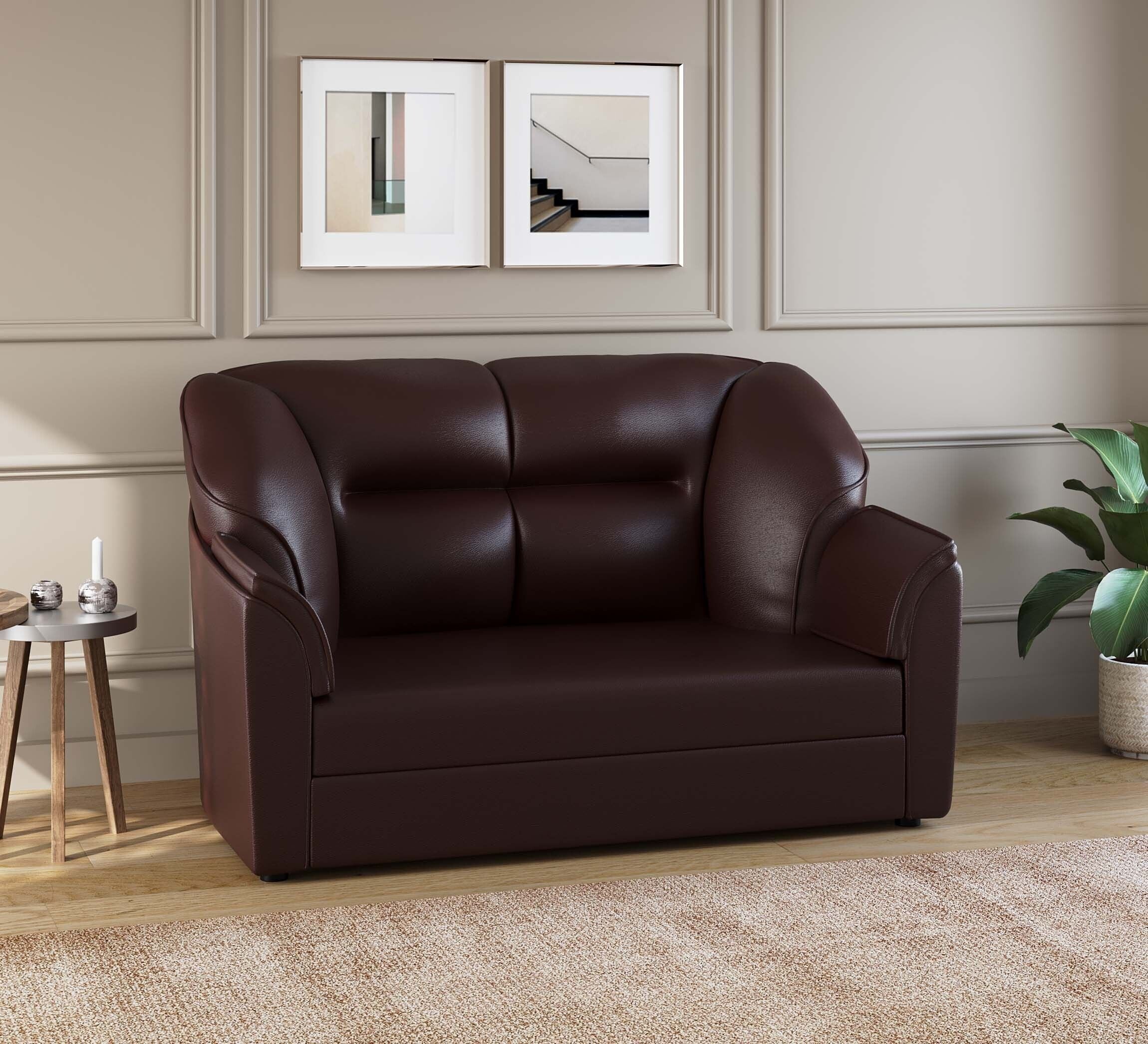 WESTIDO Cyrus Series Leatherette 2 Seater  Sofa (Finish Color - Brown, DIY(Do-It-Yourself))