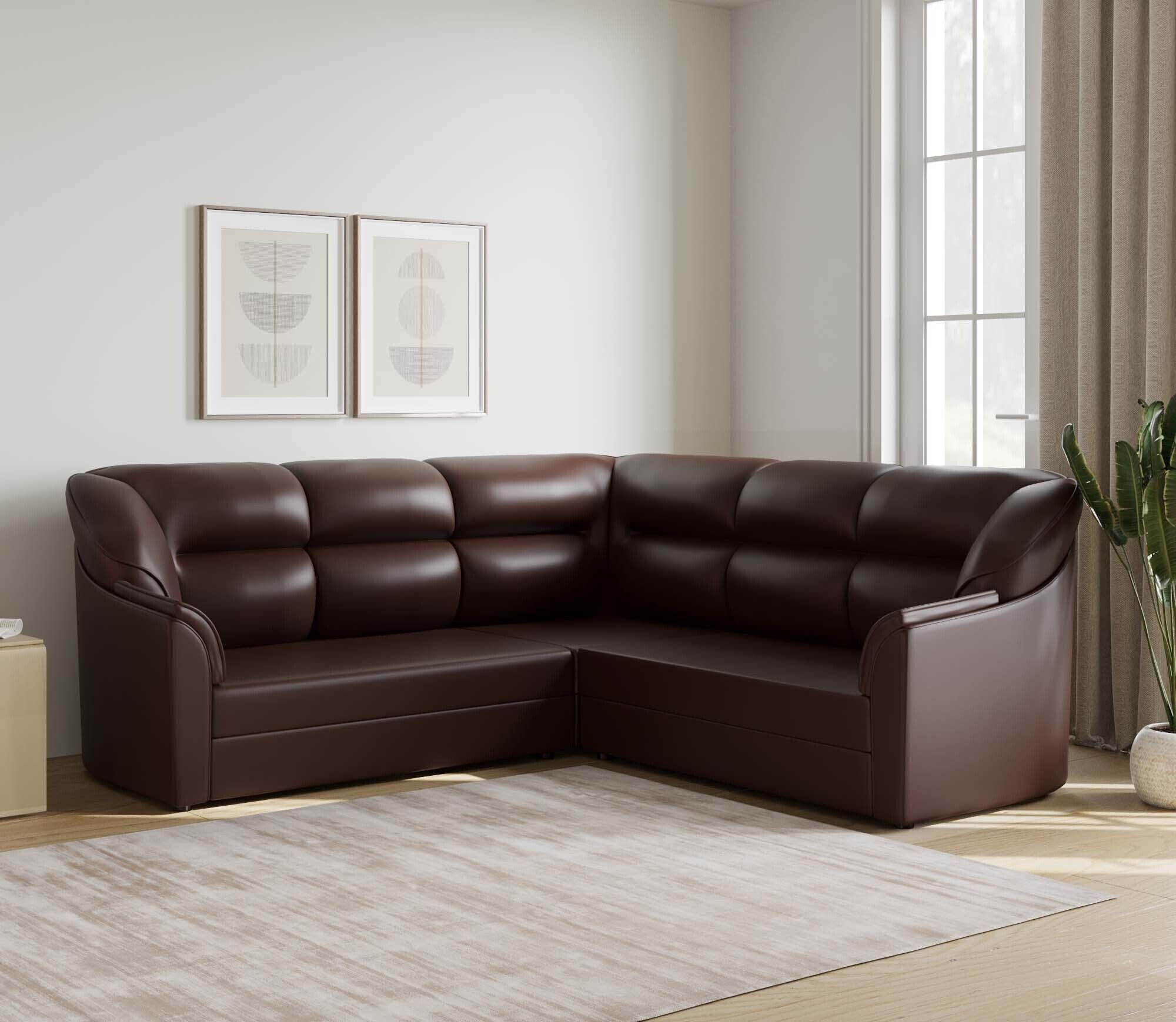 WESTIDO Leatherette 5 Seater  Sofa (Finish Color - BROWN, DIY(Do-It-Yourself))