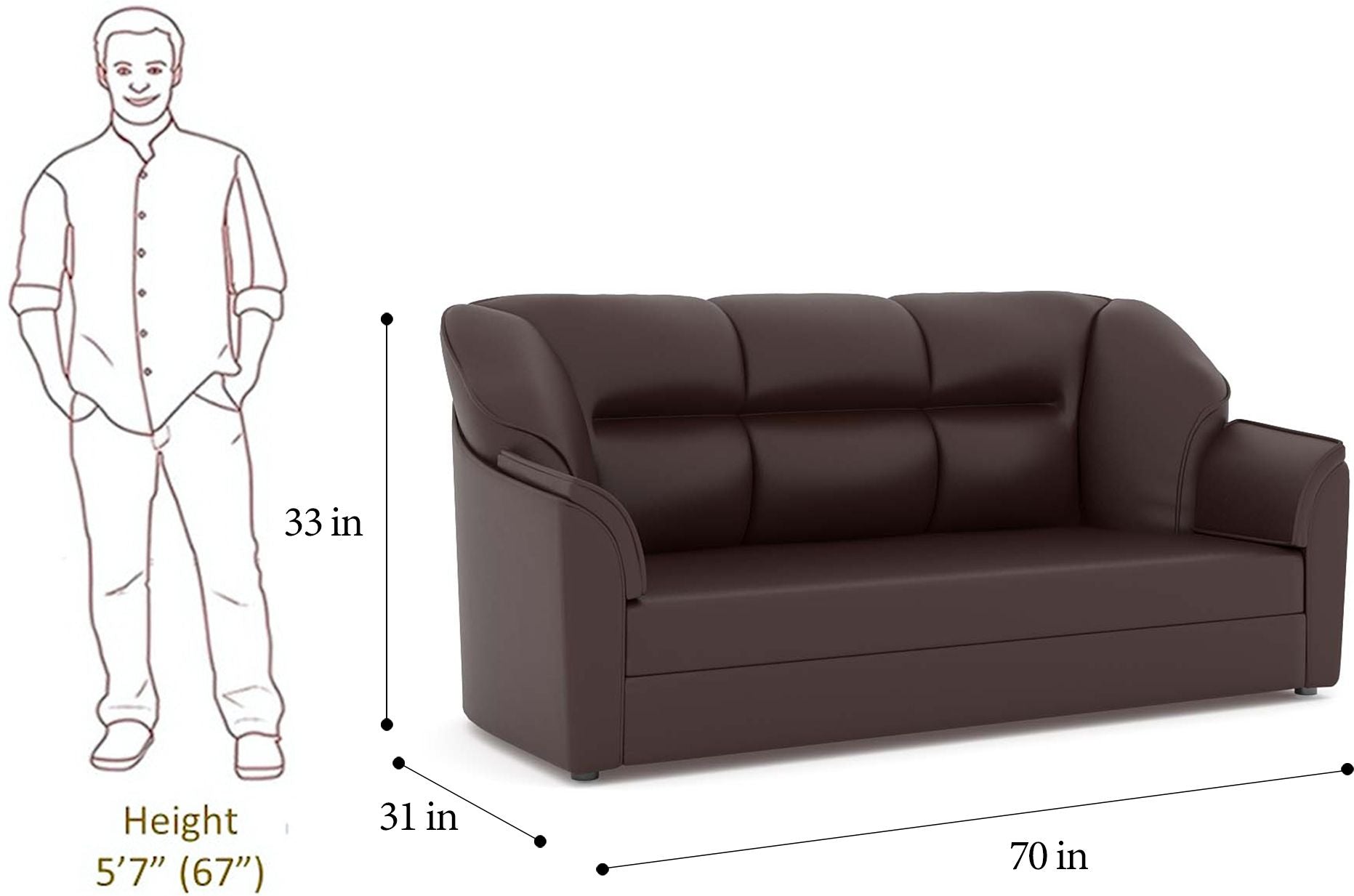 WESTIDO 3+2 Cyrus Series Leatherette 5 Seater  Sofa (Finish Color - Brown, DIY(Do-It-Yourself))