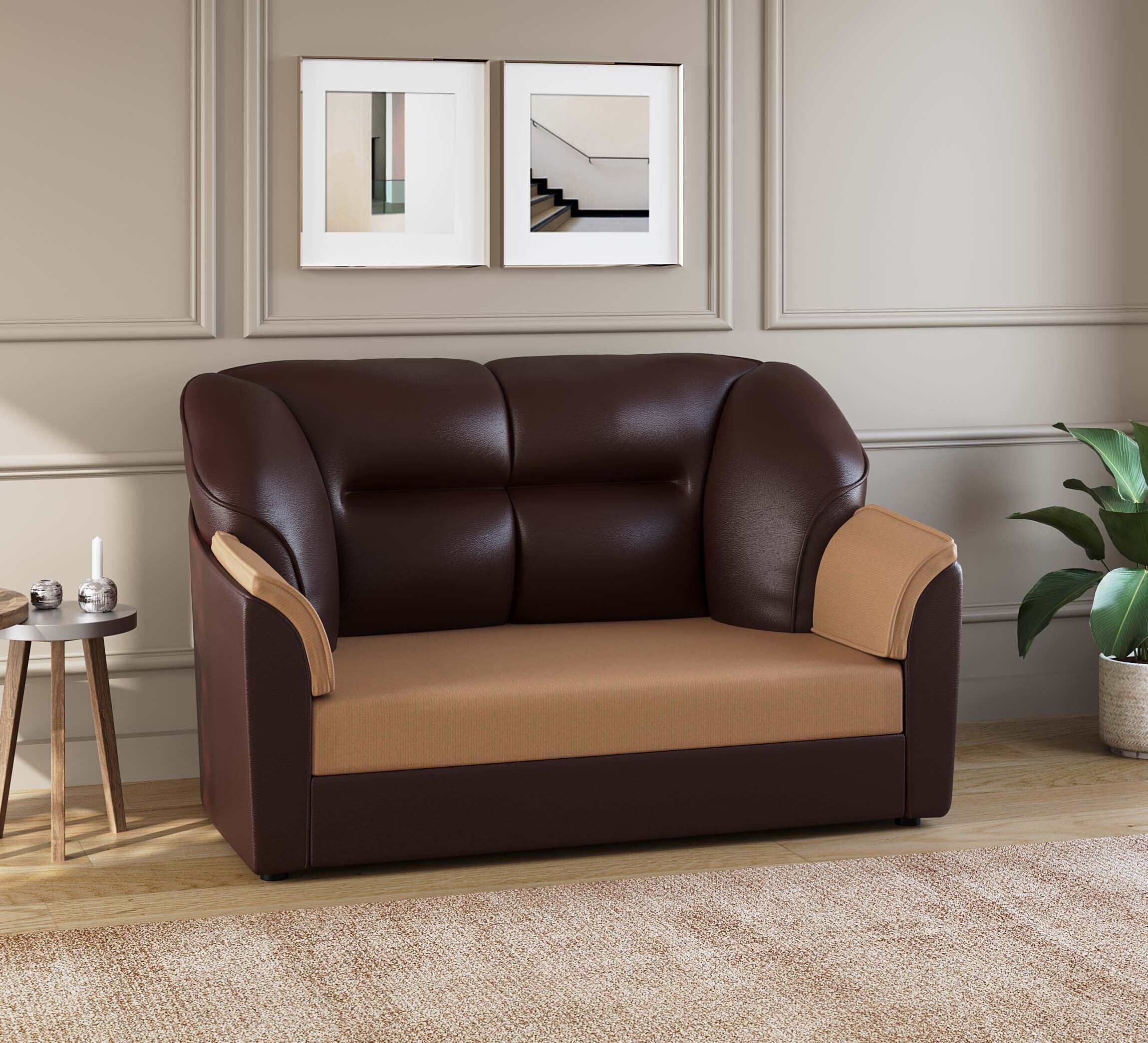 WESTIDO Cyrus Series Leatherette 2 Seater  Sofa (Finish Color - Cream, DIY(Do-It-Yourself))