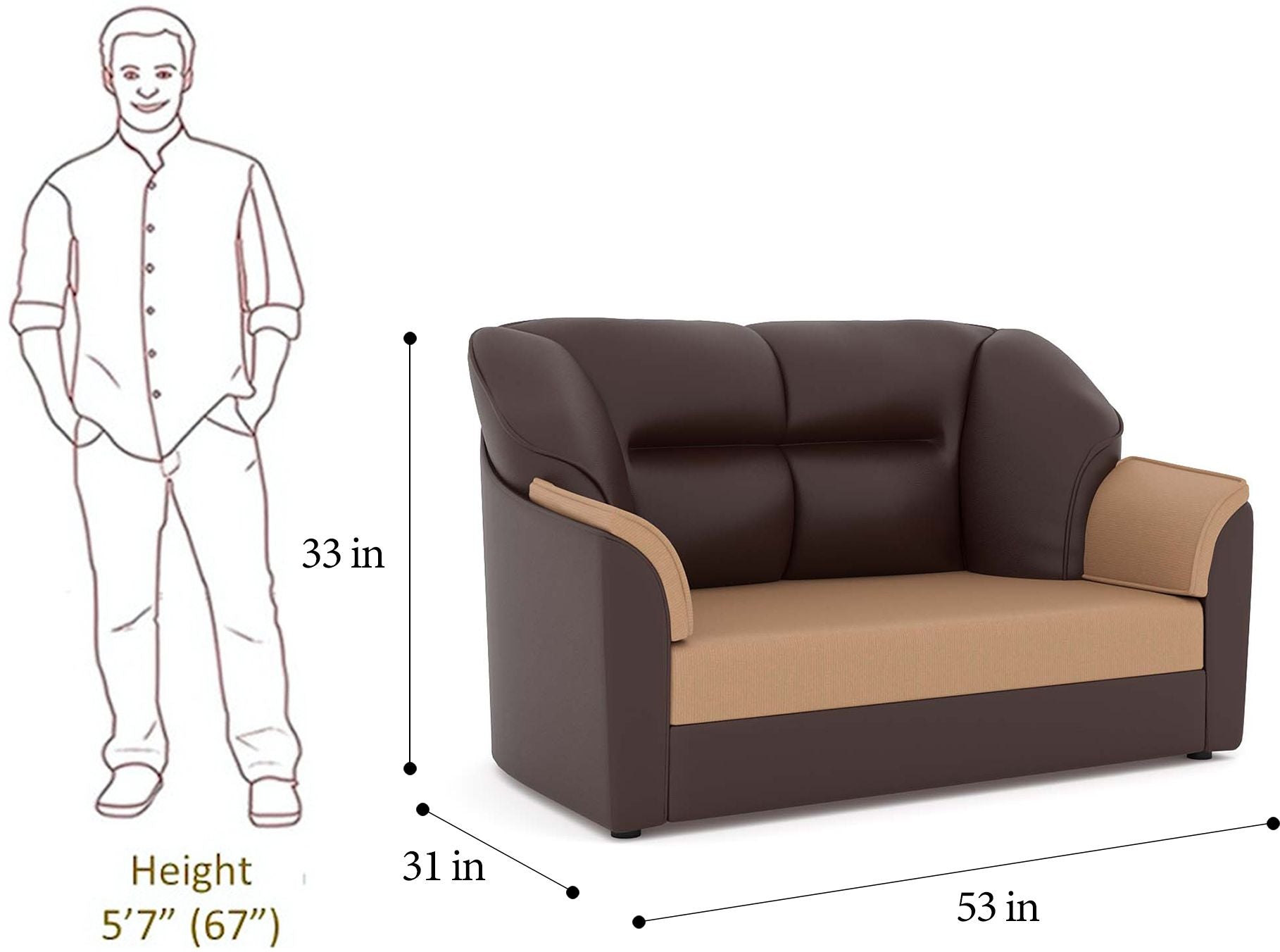 WESTIDO Cyrus Series Leatherette 5 Seater  Sofa (Finish Color - Brown, DIY(Do-It-Yourself))