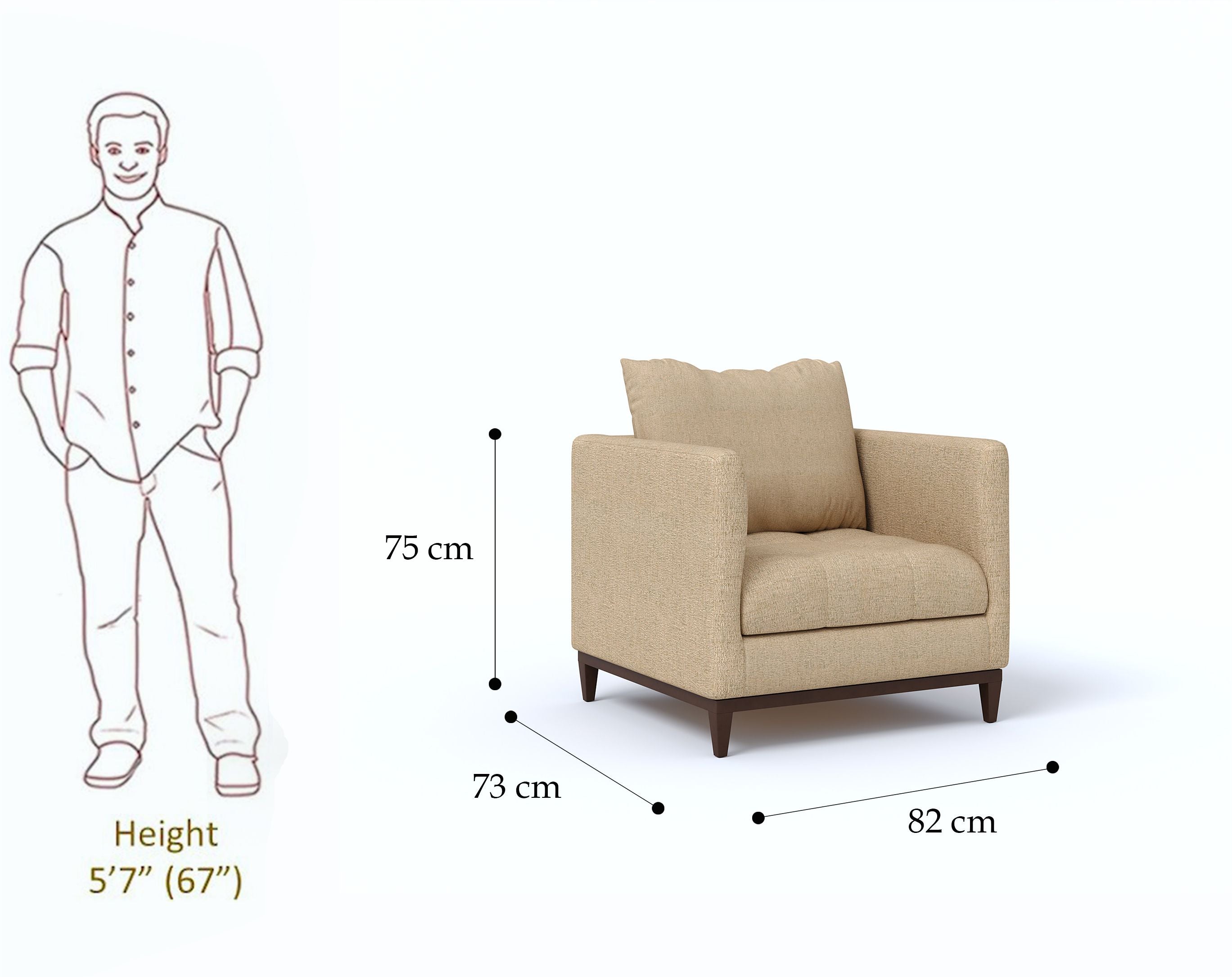 WESTIDO Ahmet Fabric 1 Seater  Sofa (Finish Color - CREAM, DIY(Do-It-Yourself))