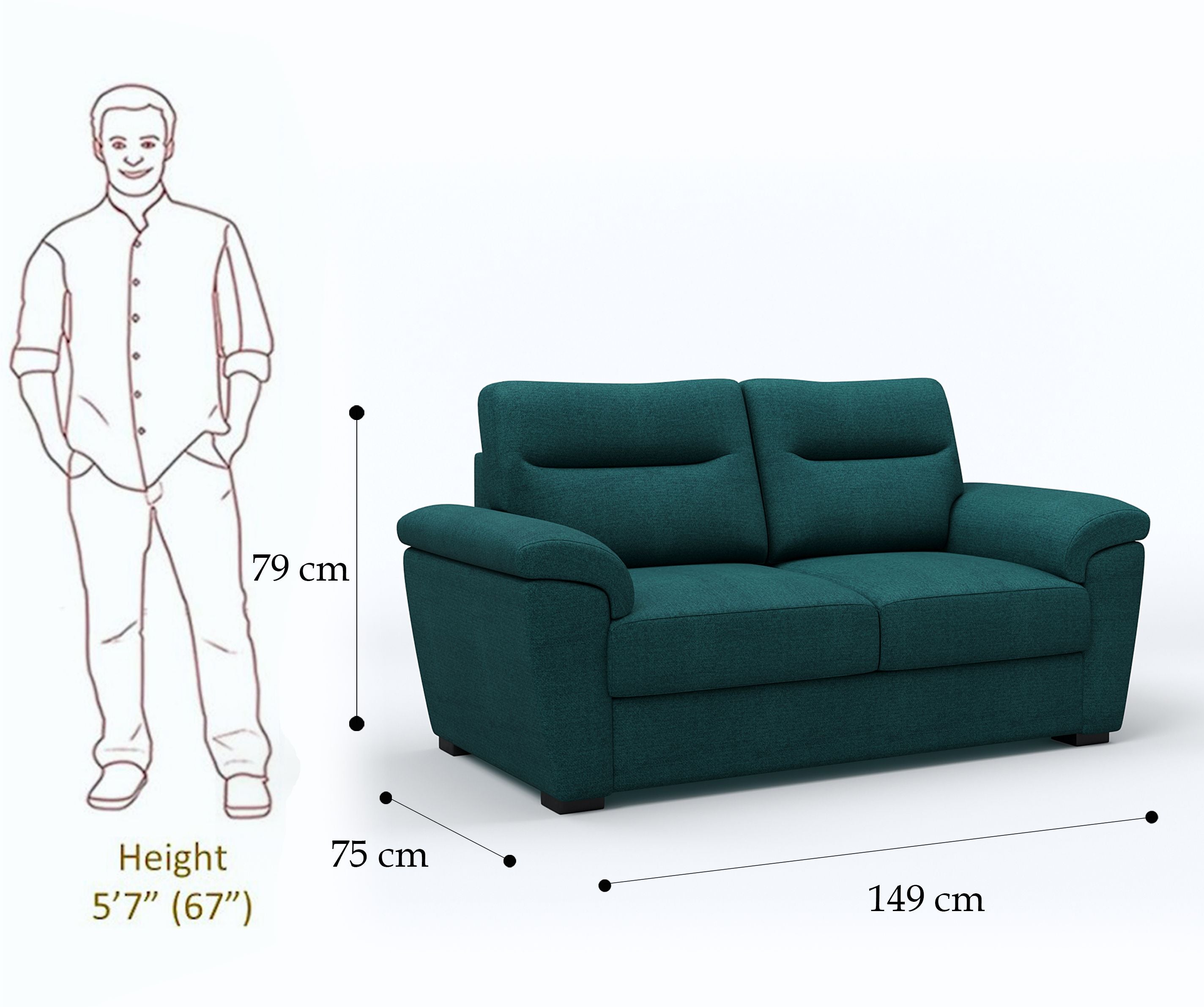 WESTIDO Emir Fabric 2 Seater  Sofa (Finish Color - GREEN, DIY(Do-It-Yourself))
