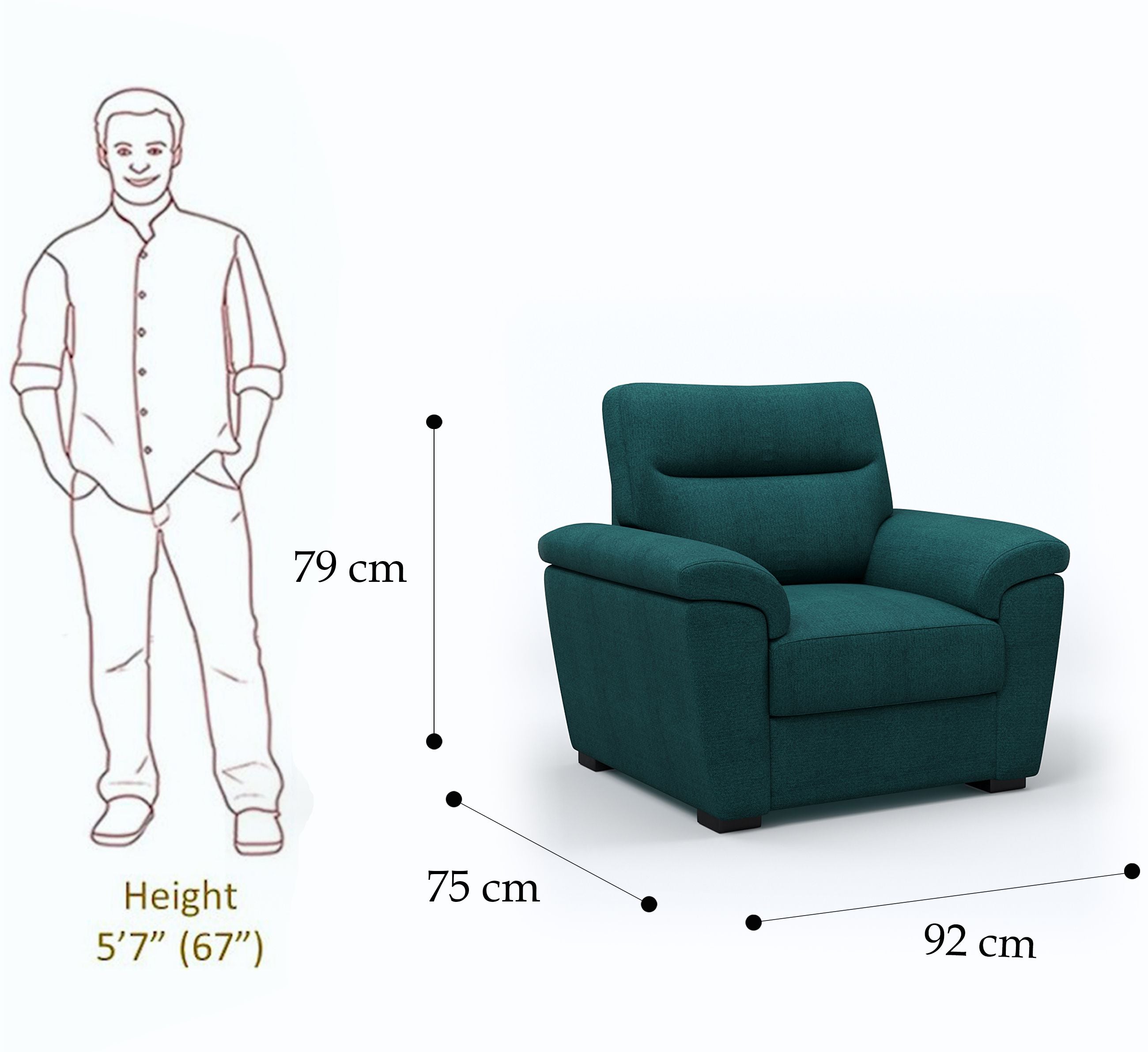 WESTIDO Emir Fabric 1 Seater  Sofa (Finish Color - GREEN, DIY(Do-It-Yourself))