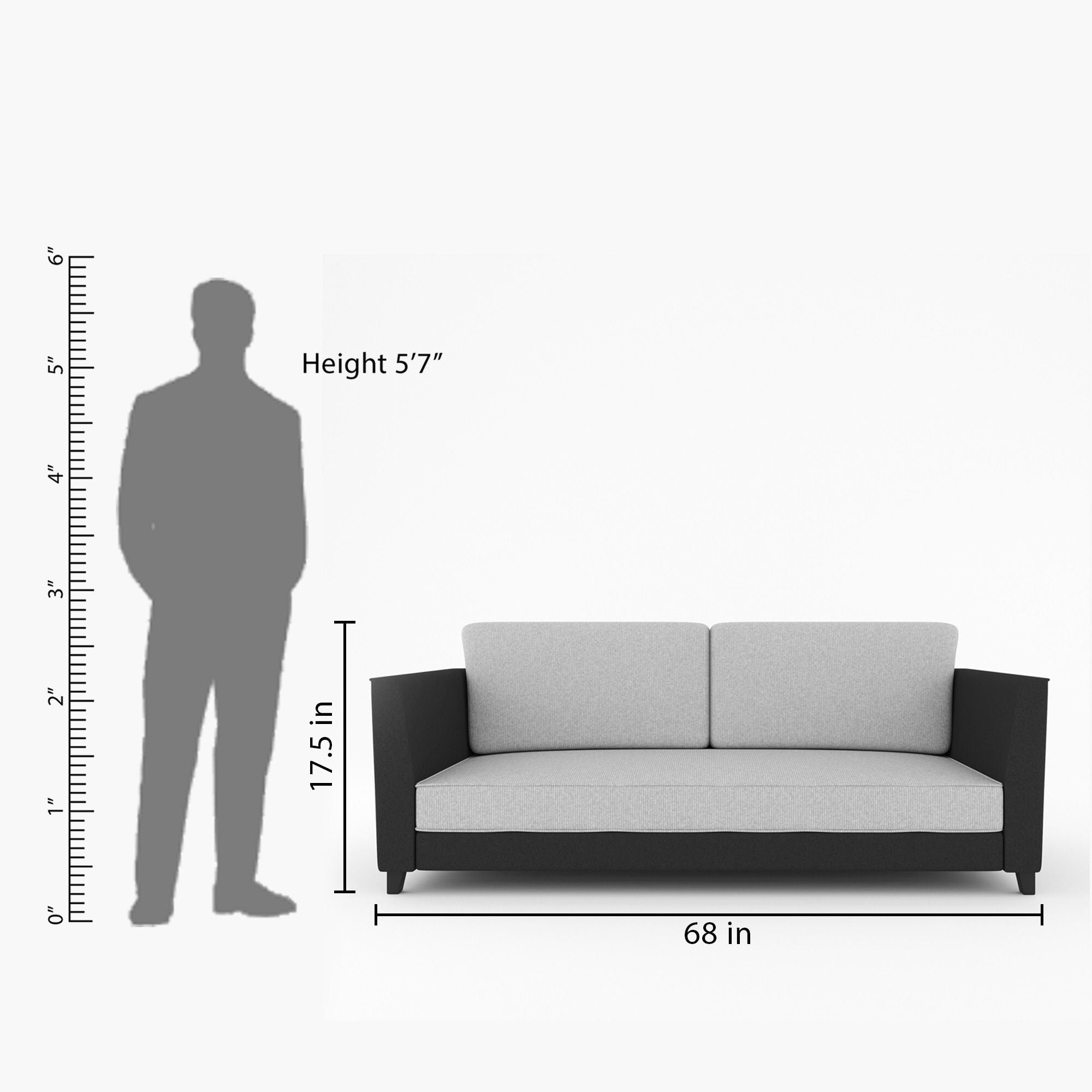 WESTIDO Cysrus Fabric 3 Seater  Sofa (Finish Color - Black Grey, DIY(Do-It-Yourself))
