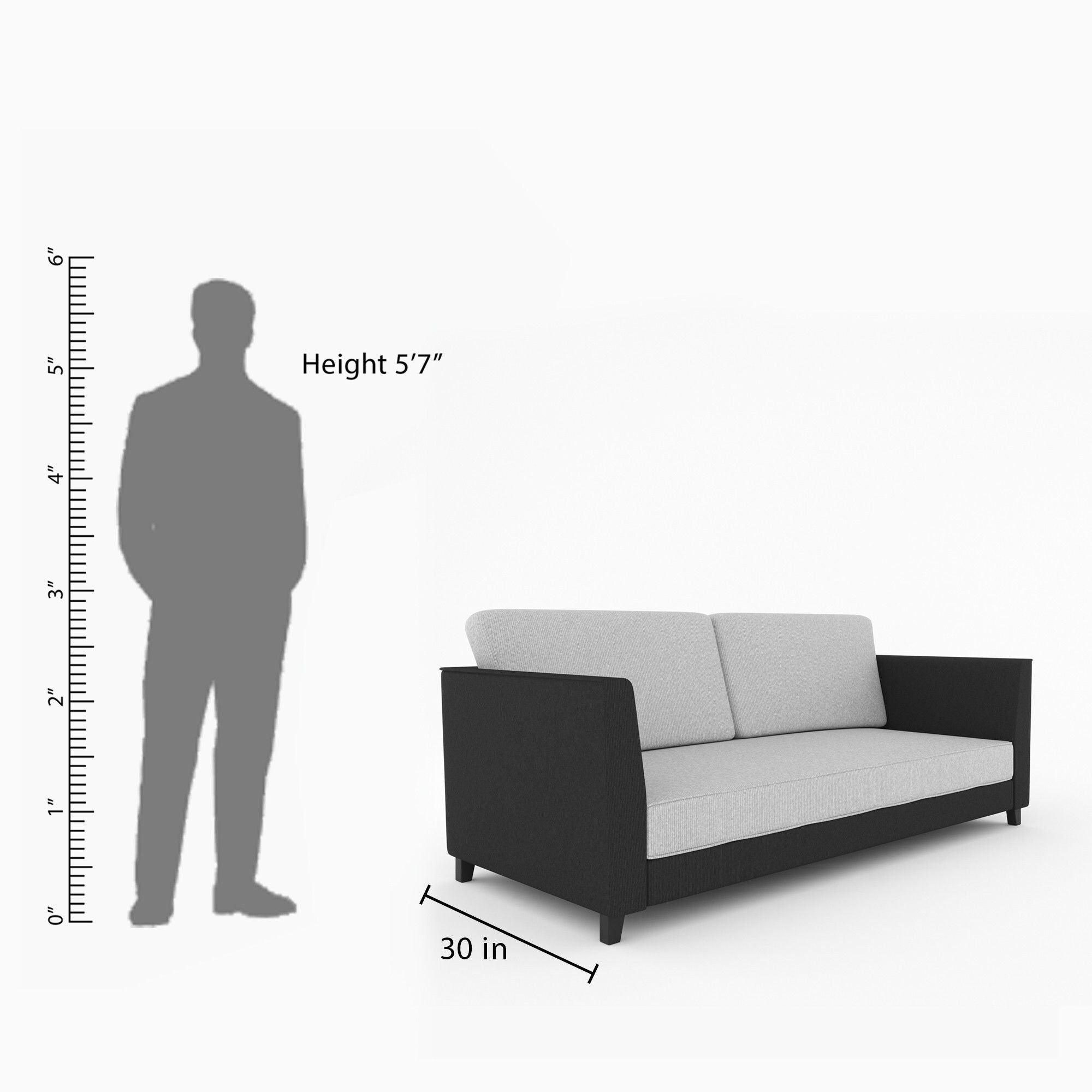 WESTIDO Cysrus Fabric 3 Seater  Sofa (Finish Color - Black Grey, DIY(Do-It-Yourself))