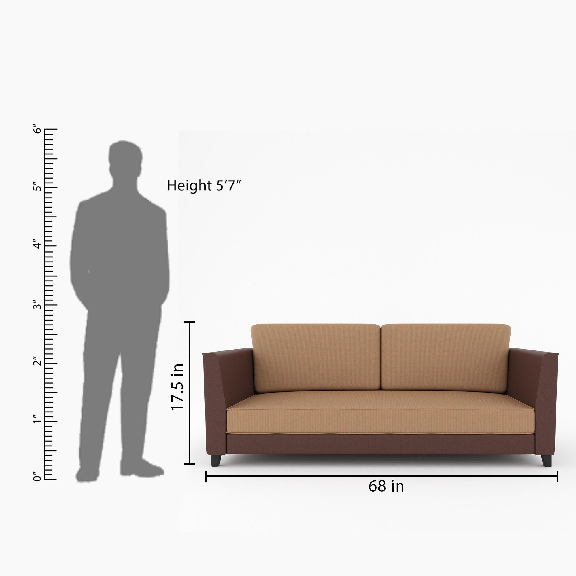 WESTIDO Cyrus Fabric 3 Seater  Sofa (Finish Color - Brown Cream, DIY(Do-It-Yourself))