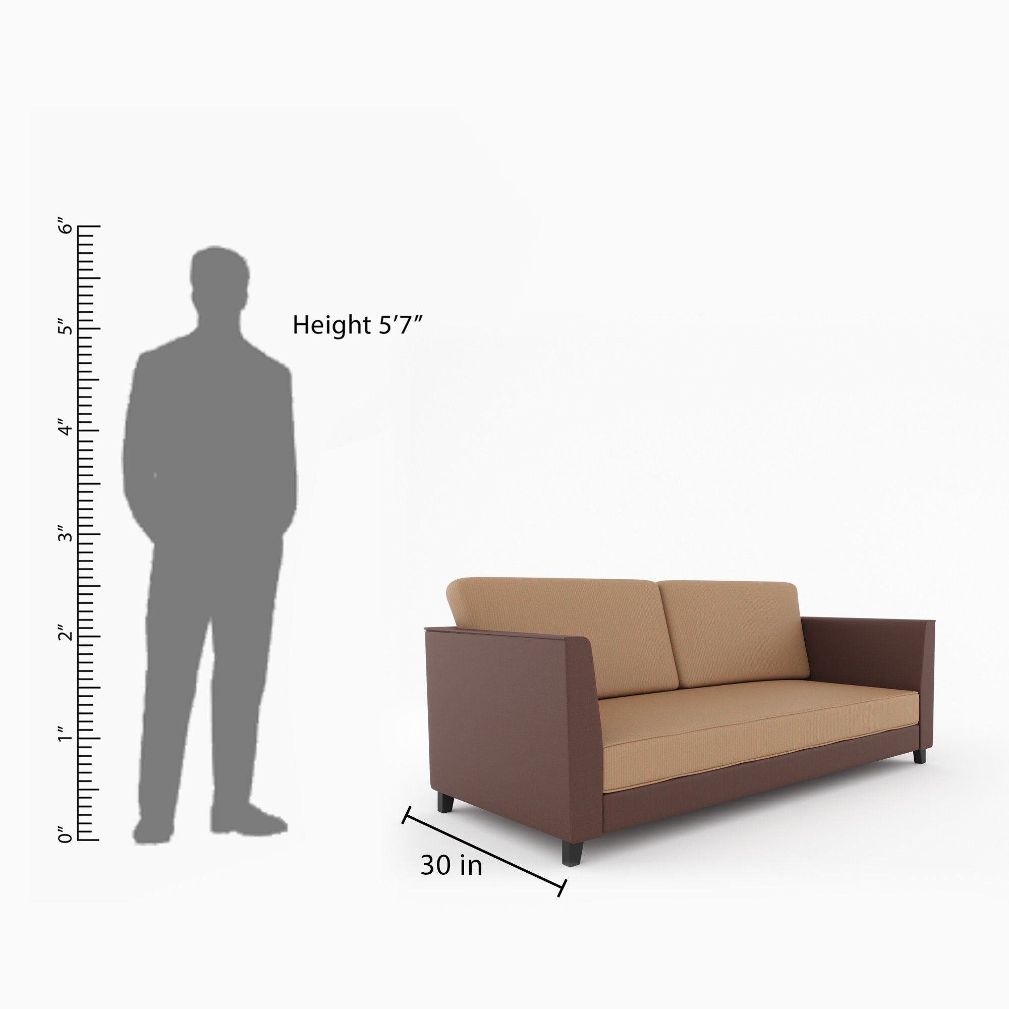 WESTIDO Cyrus Fabric 3 Seater  Sofa (Finish Color - Brown Cream, DIY(Do-It-Yourself))