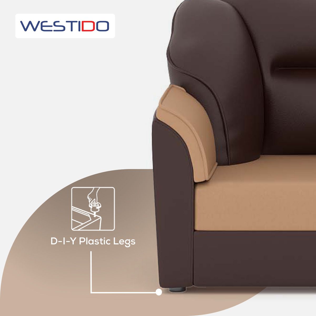 WESTIDO Leatherette 1 Seater  Sofa (Finish Color - Cream Brown, DIY(Do-It-Yourself))