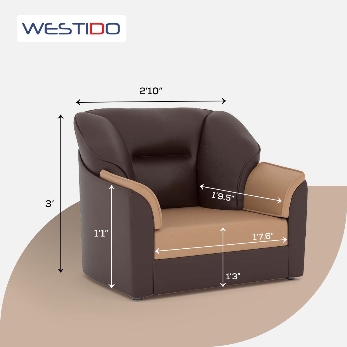 WESTIDO Leatherette 1 Seater  Sofa (Finish Color - Cream Brown, DIY(Do-It-Yourself))