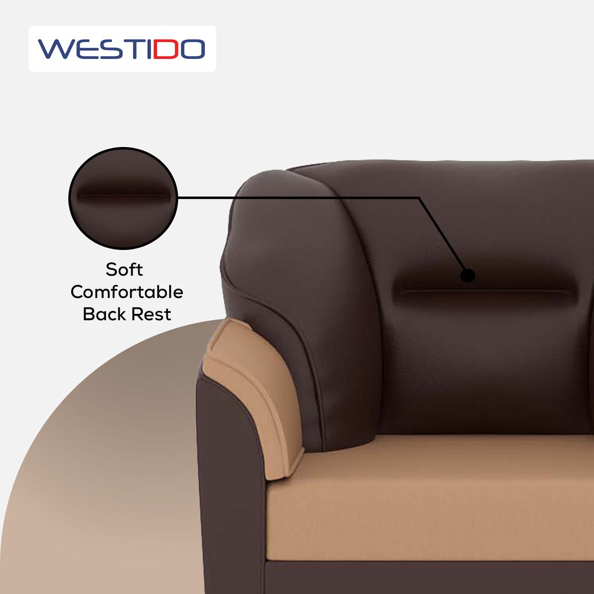 WESTIDO Leatherette 1 Seater  Sofa (Finish Color - Cream Brown, DIY(Do-It-Yourself))