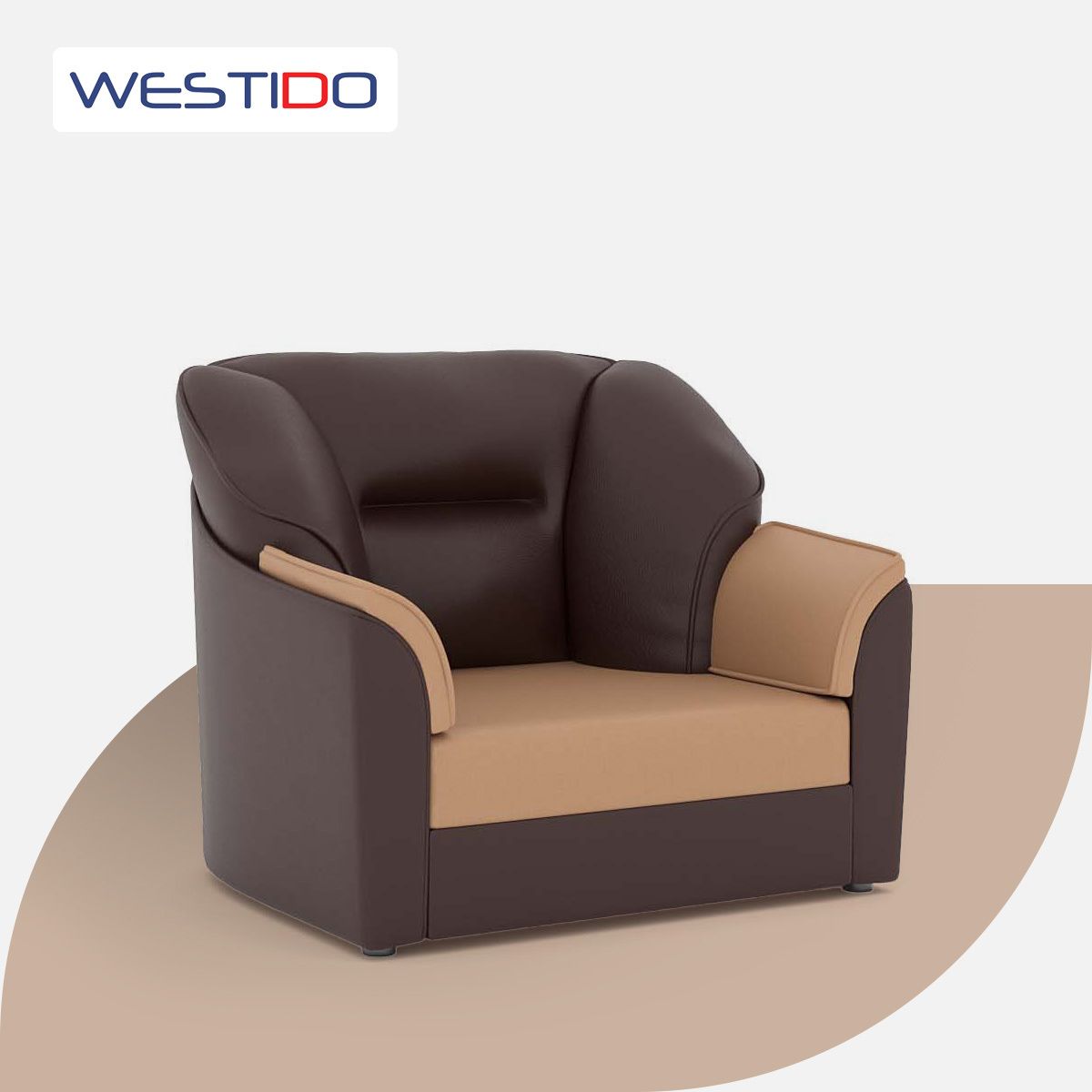 WESTIDO Leatherette 1 Seater  Sofa (Finish Color - Cream Brown, DIY(Do-It-Yourself))