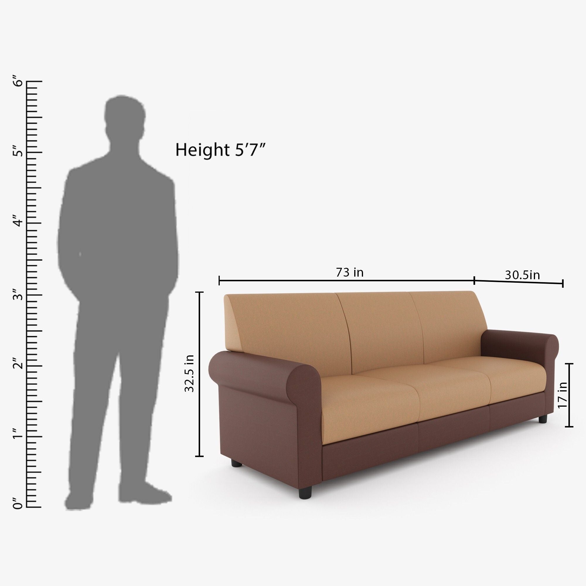WESTIDO Fabric 3 Seater  Sofa (Finish Color - Brown, DIY(Do-It-Yourself))