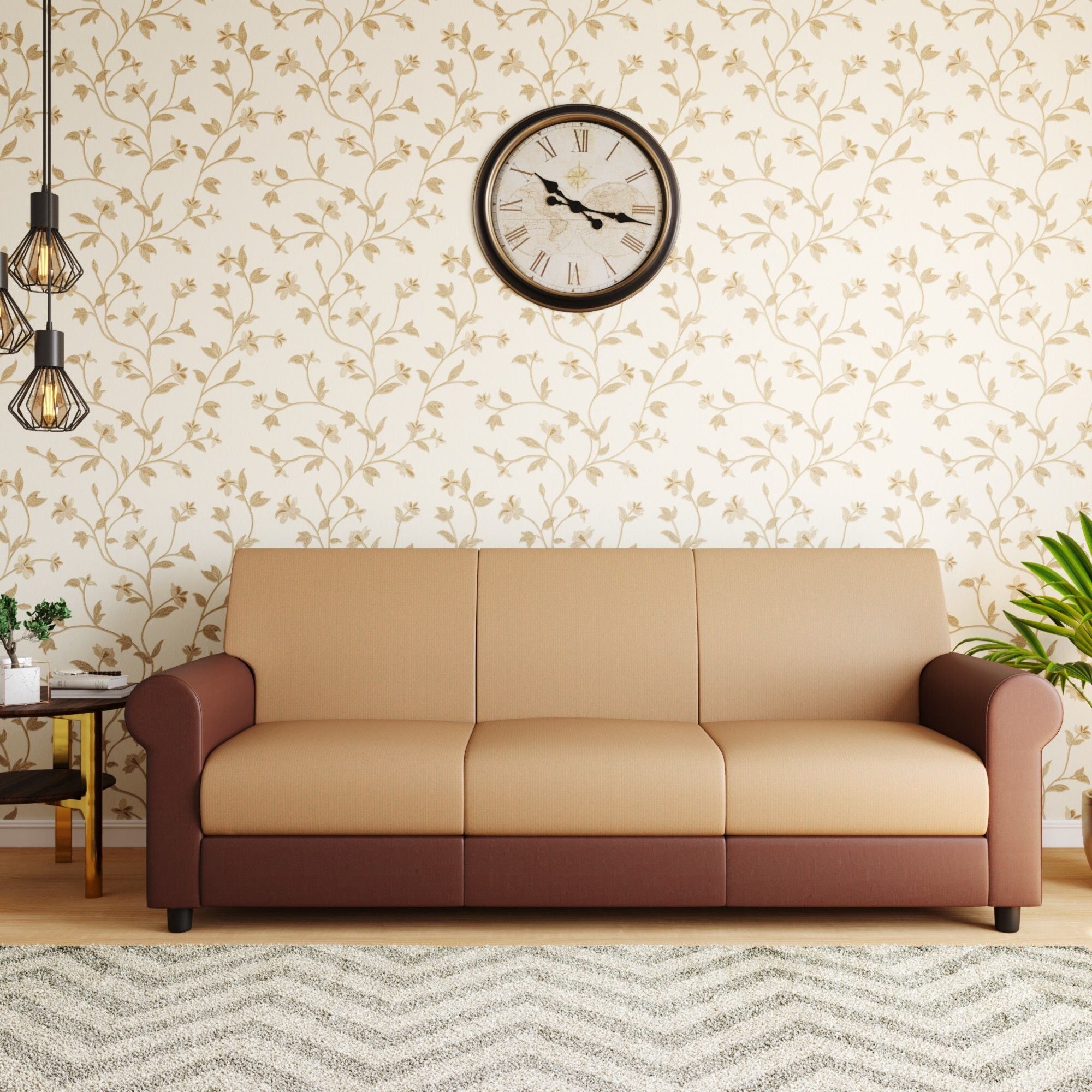 Cream Brown 3 + 1 + 1 Sofa by Westido