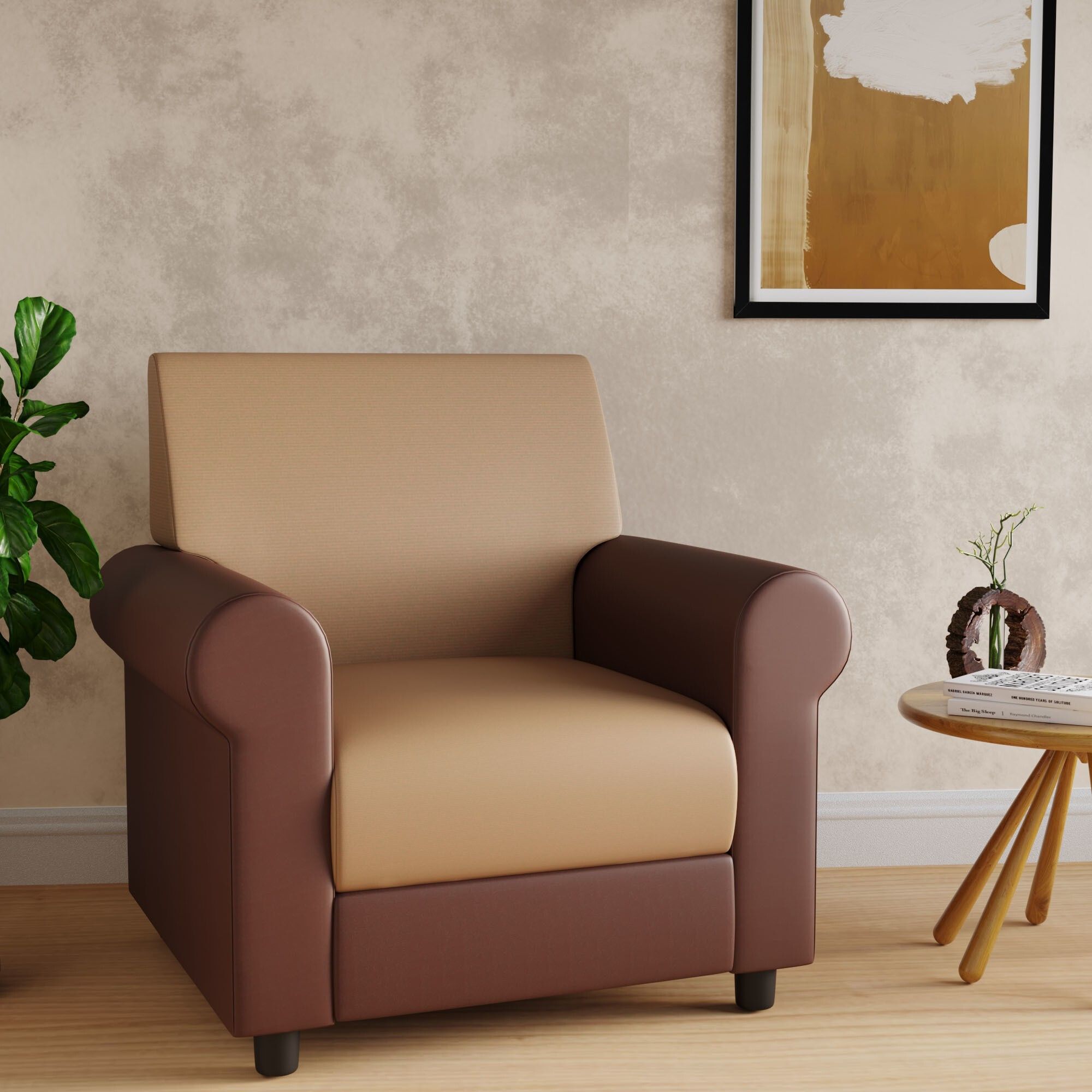 WESTIDO Fabric 1 Seater  Sofa (Finish Color - Brown, DIY(Do-It-Yourself))