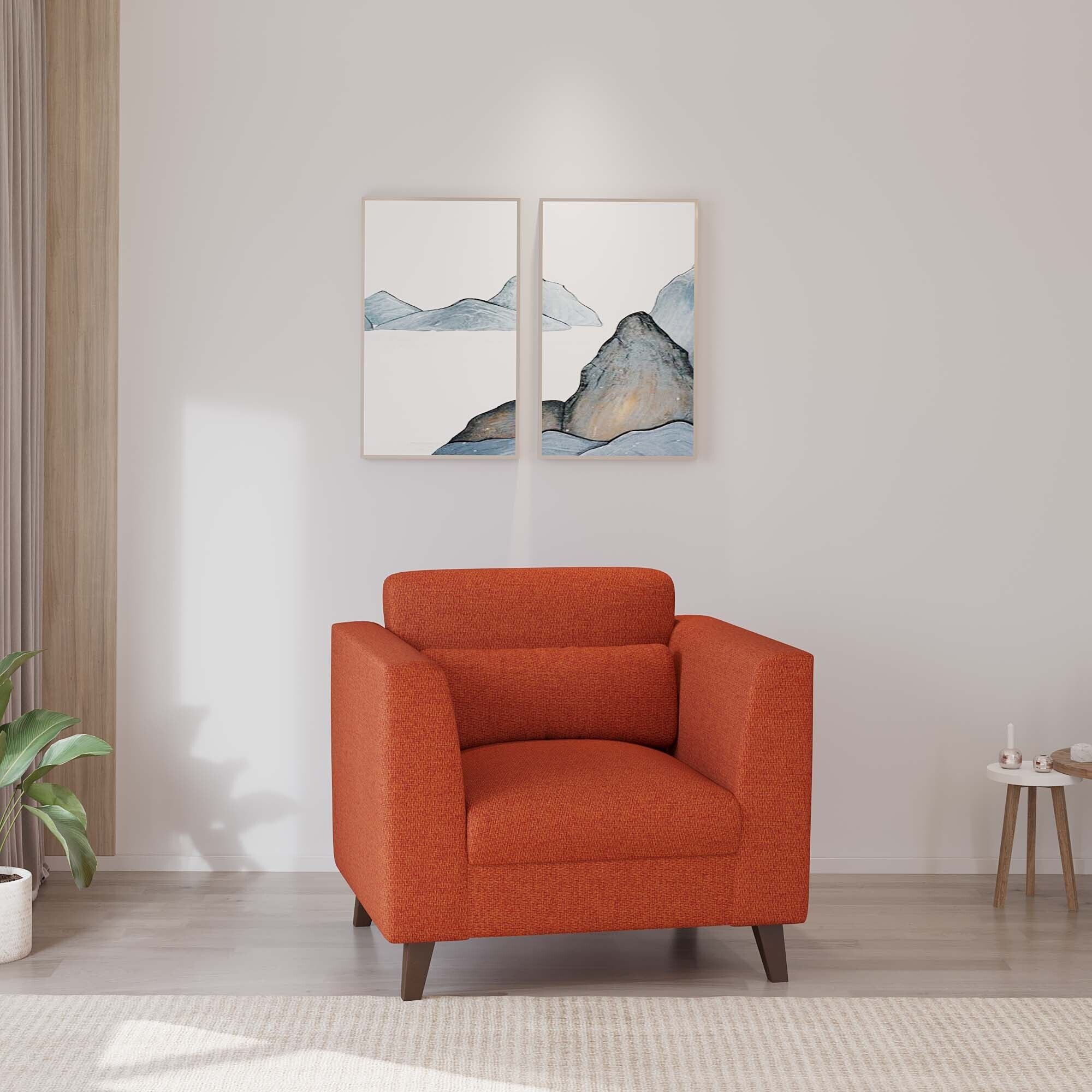 WESTIDO Bellona Fabric 1 Seater  Sofa (Finish Color - ORANGE, DIY(Do-It-Yourself))