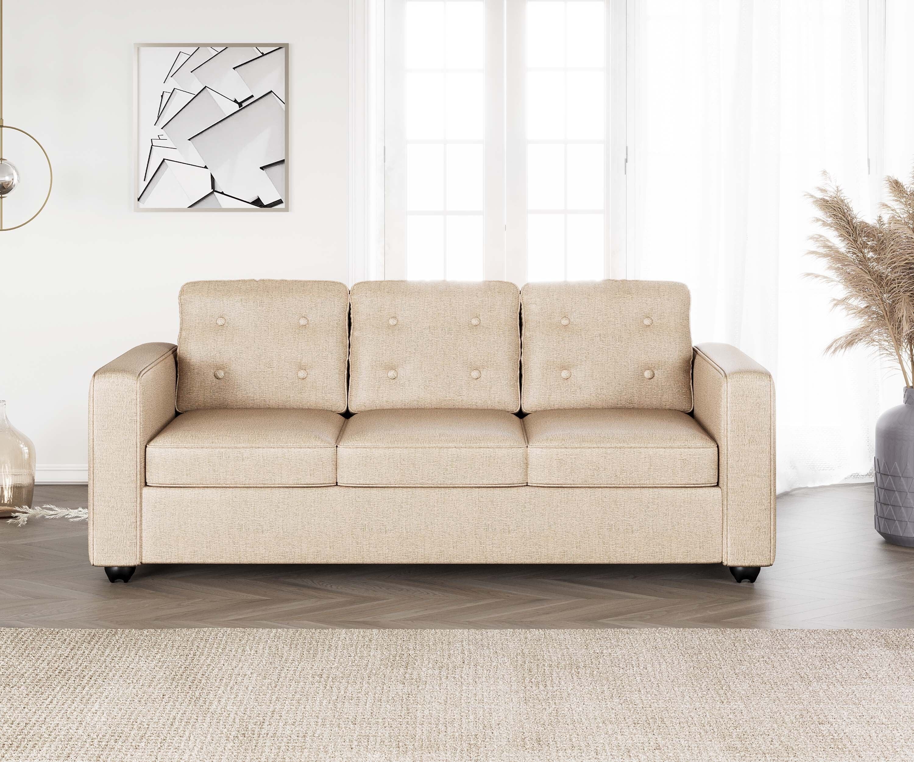 WESTIDO Eymen Fabric 3 Seater  Sofa (Finish Color - CREAM, DIY(Do-It-Yourself))